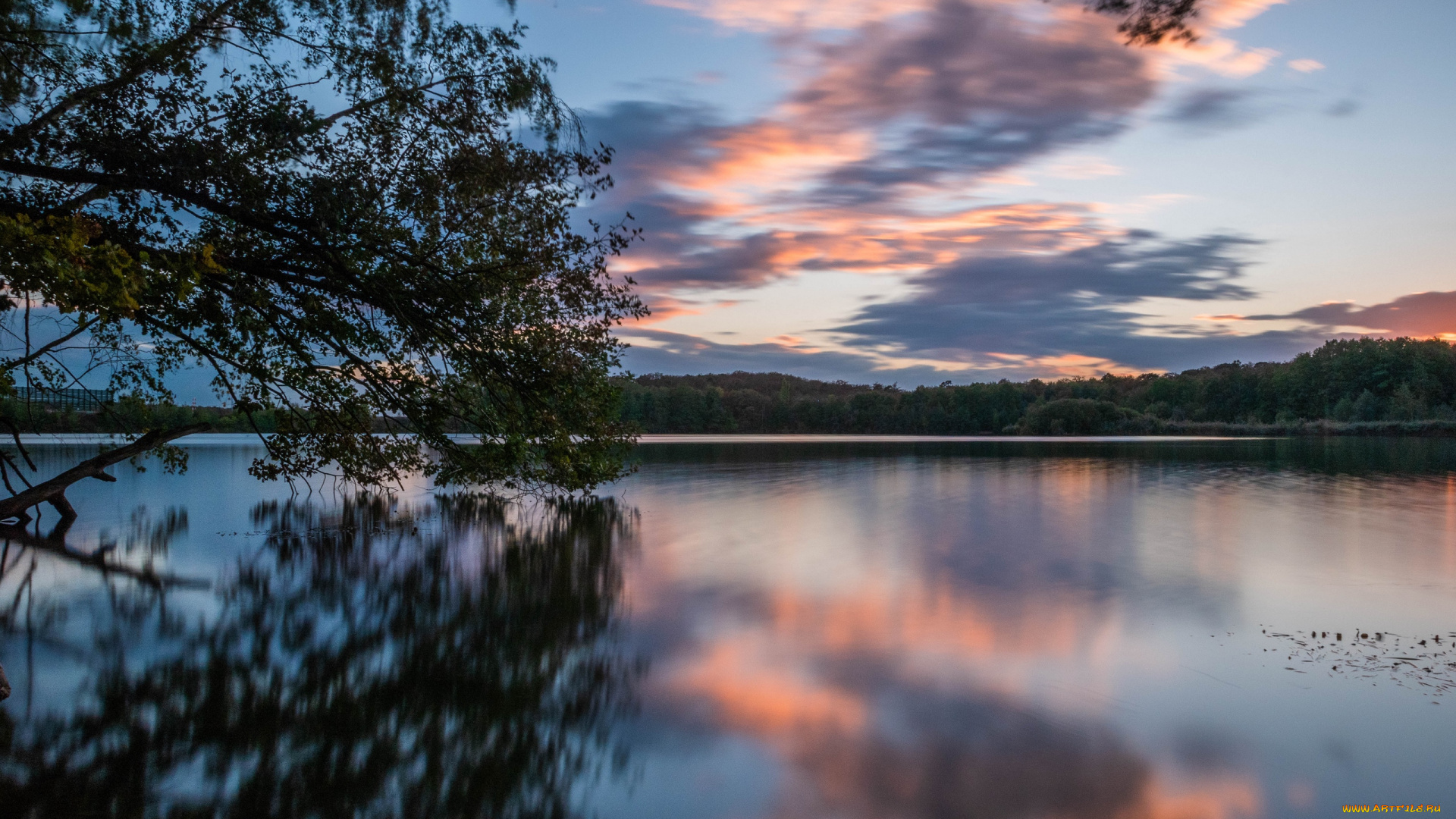 природа, восходы, закаты, закат, озеро