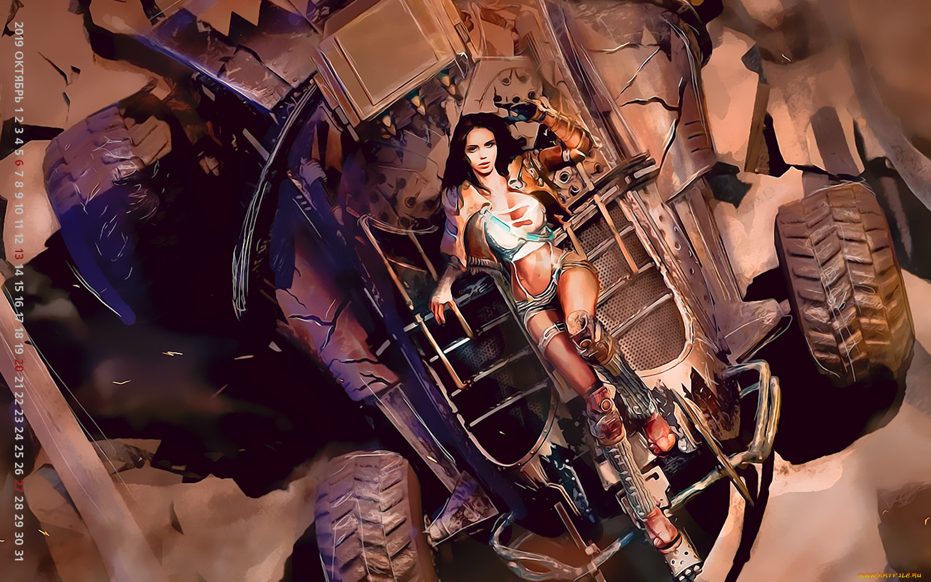 календари, фэнтези, 2019, calendar, машина, автомобиль, девушка