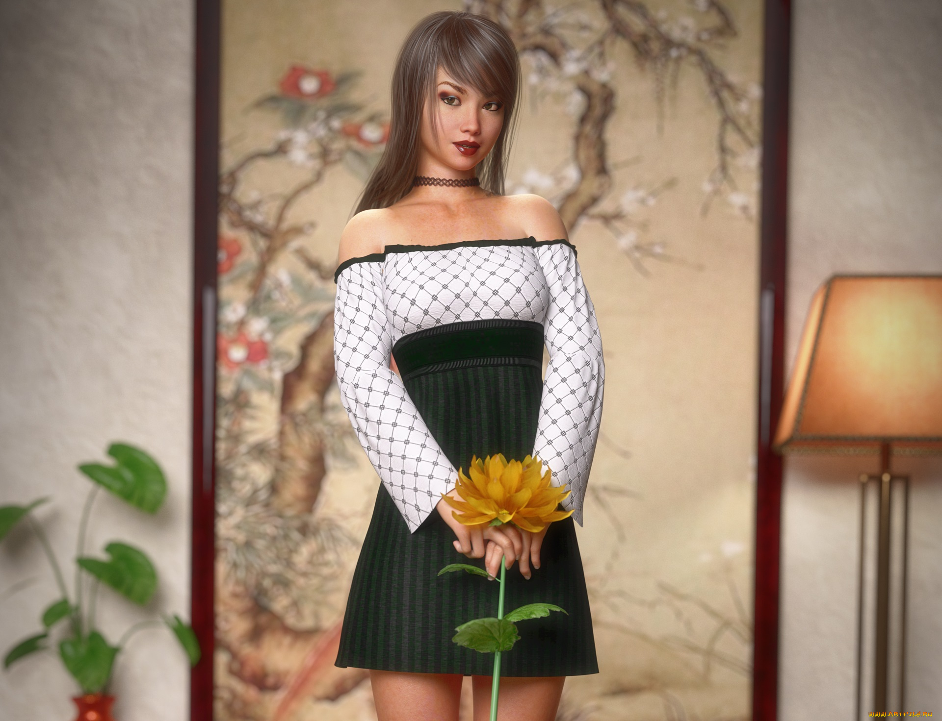 3д, графика, люди, , people, взгляд, девушка, фон