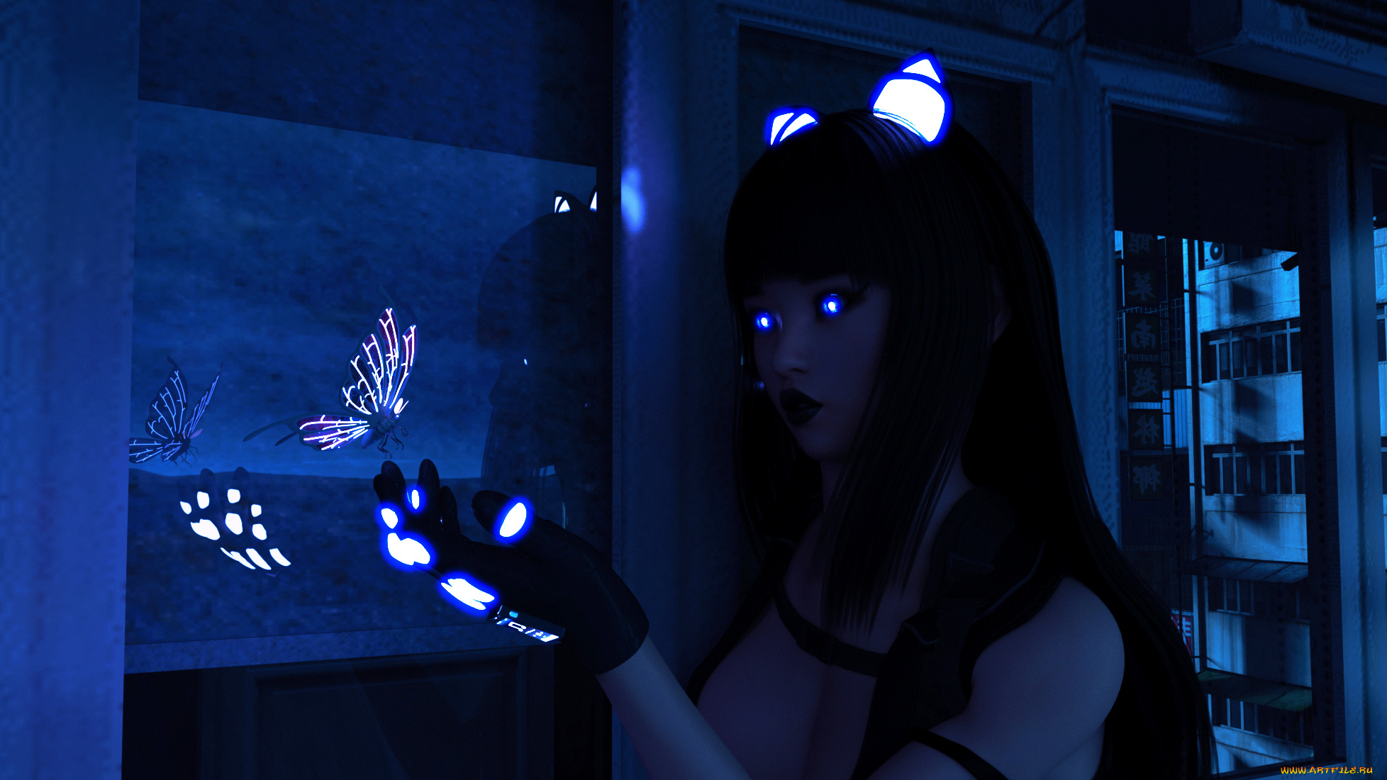 3д, графика, существа, , creatures, девушка, взгляд, фон