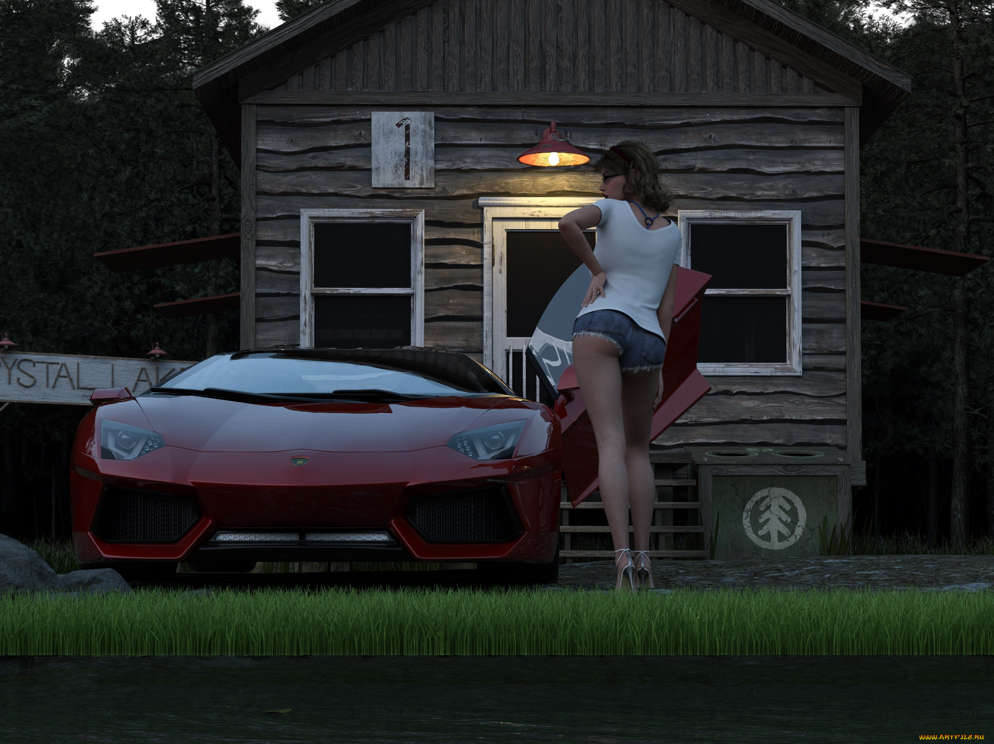 3д, графика, люди-авто, мото, , people-, car, , , moto, девушка, фон, взгляд