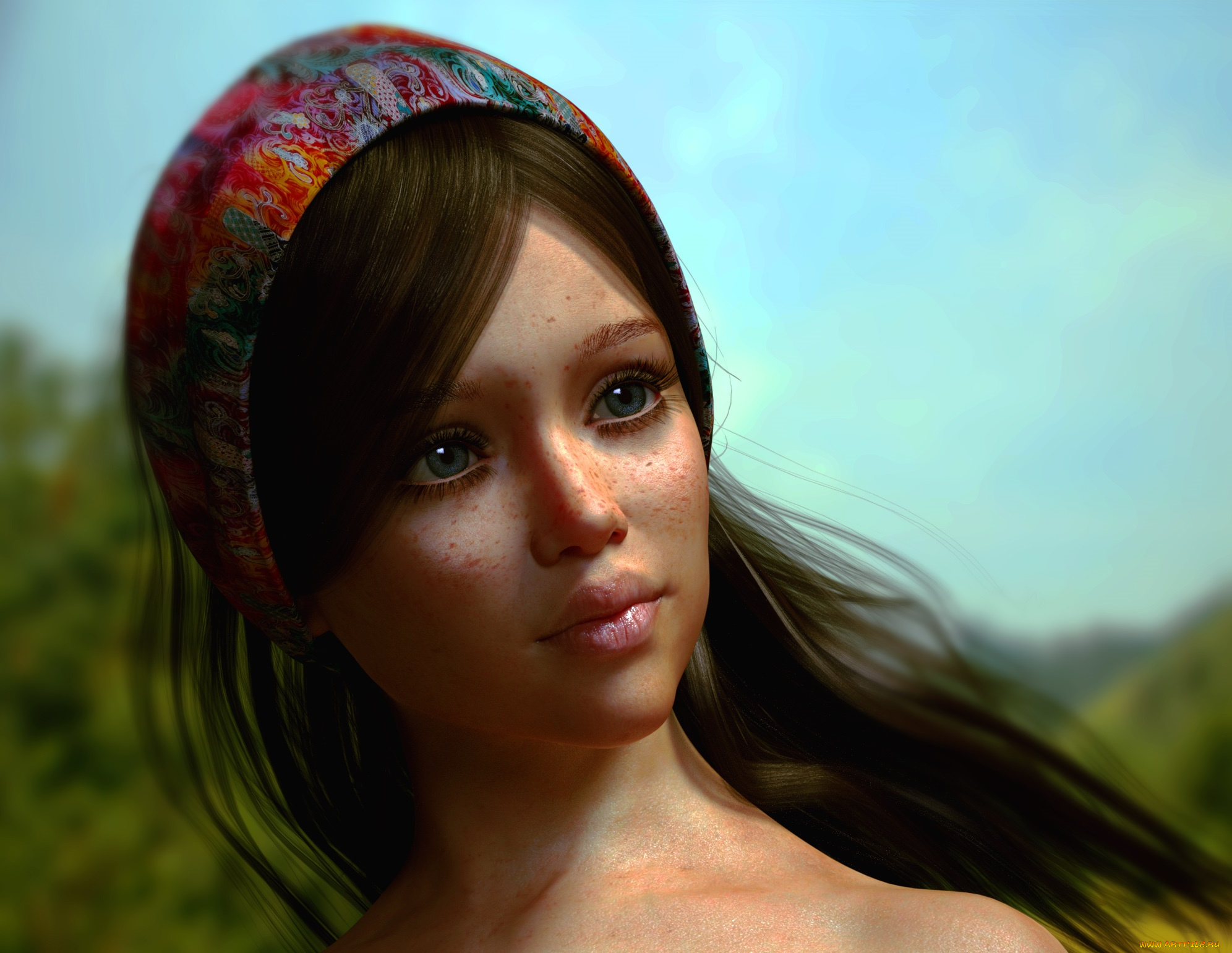 3д, графика, портрет, , portraits, взгляд, девушка, фон