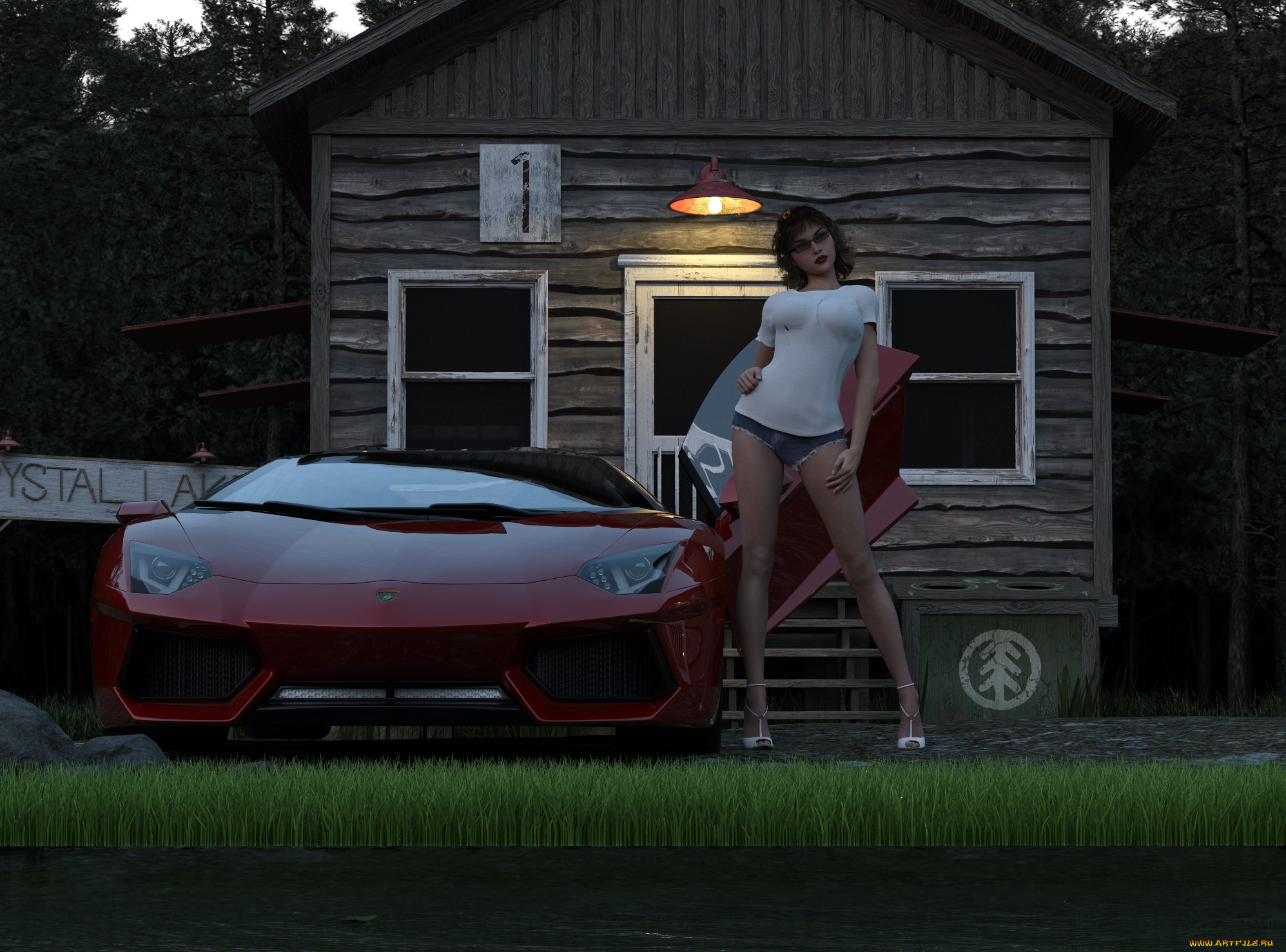 3д, графика, люди-авто, мото, , people-, car, , , moto, фон, взгляд, девушка