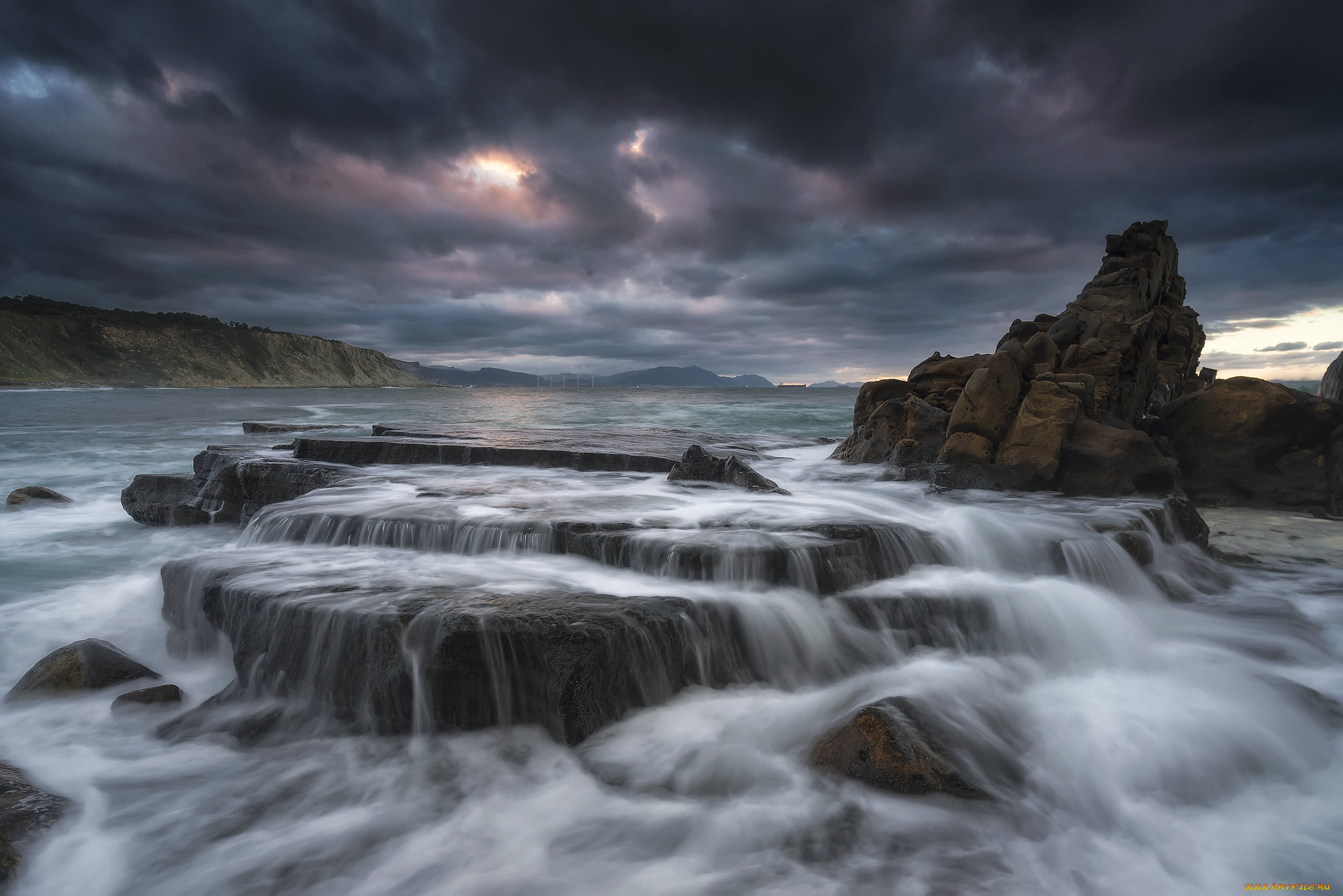 природа, побережье, простор