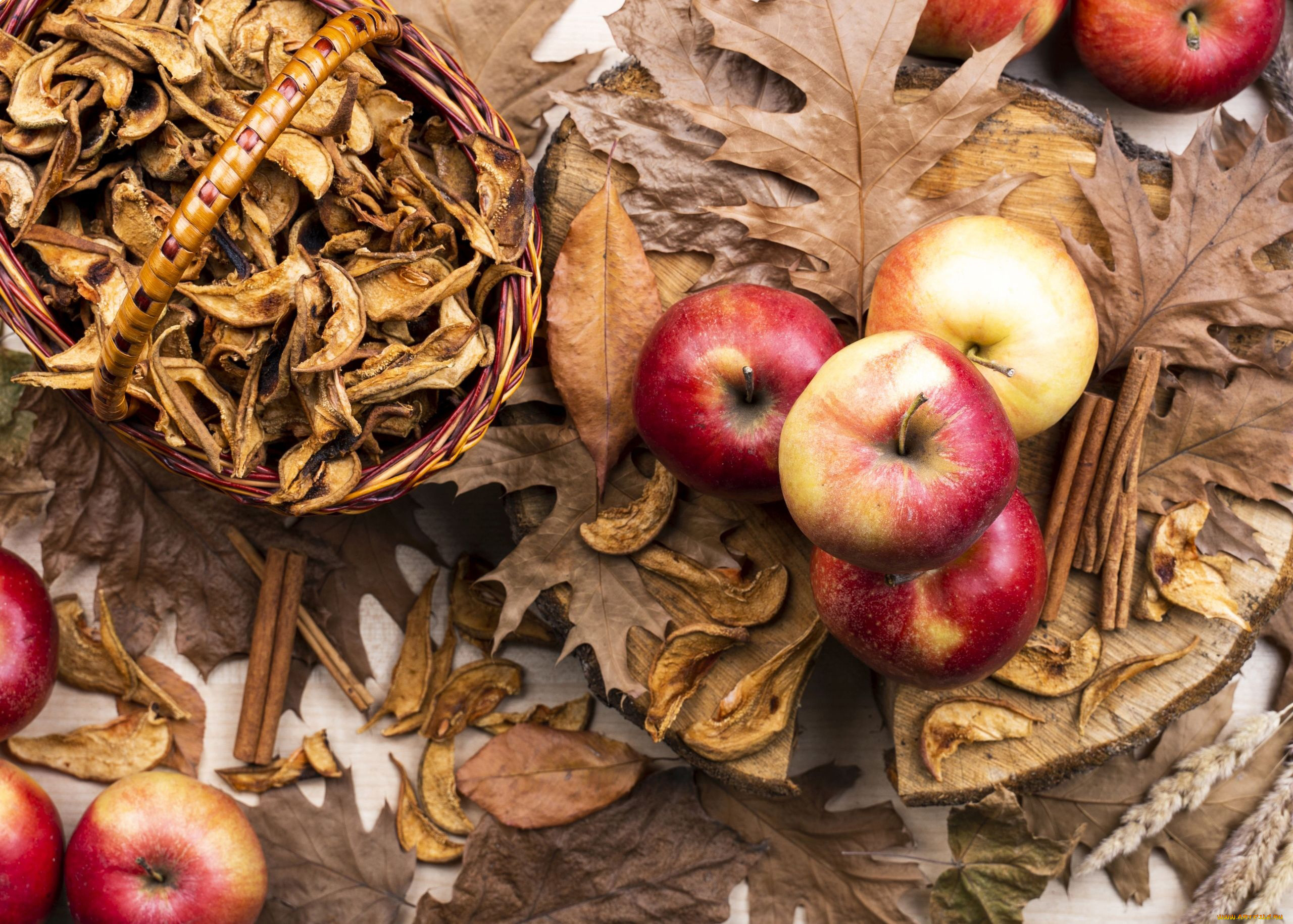 еда, яблоки, сушеные, свежие