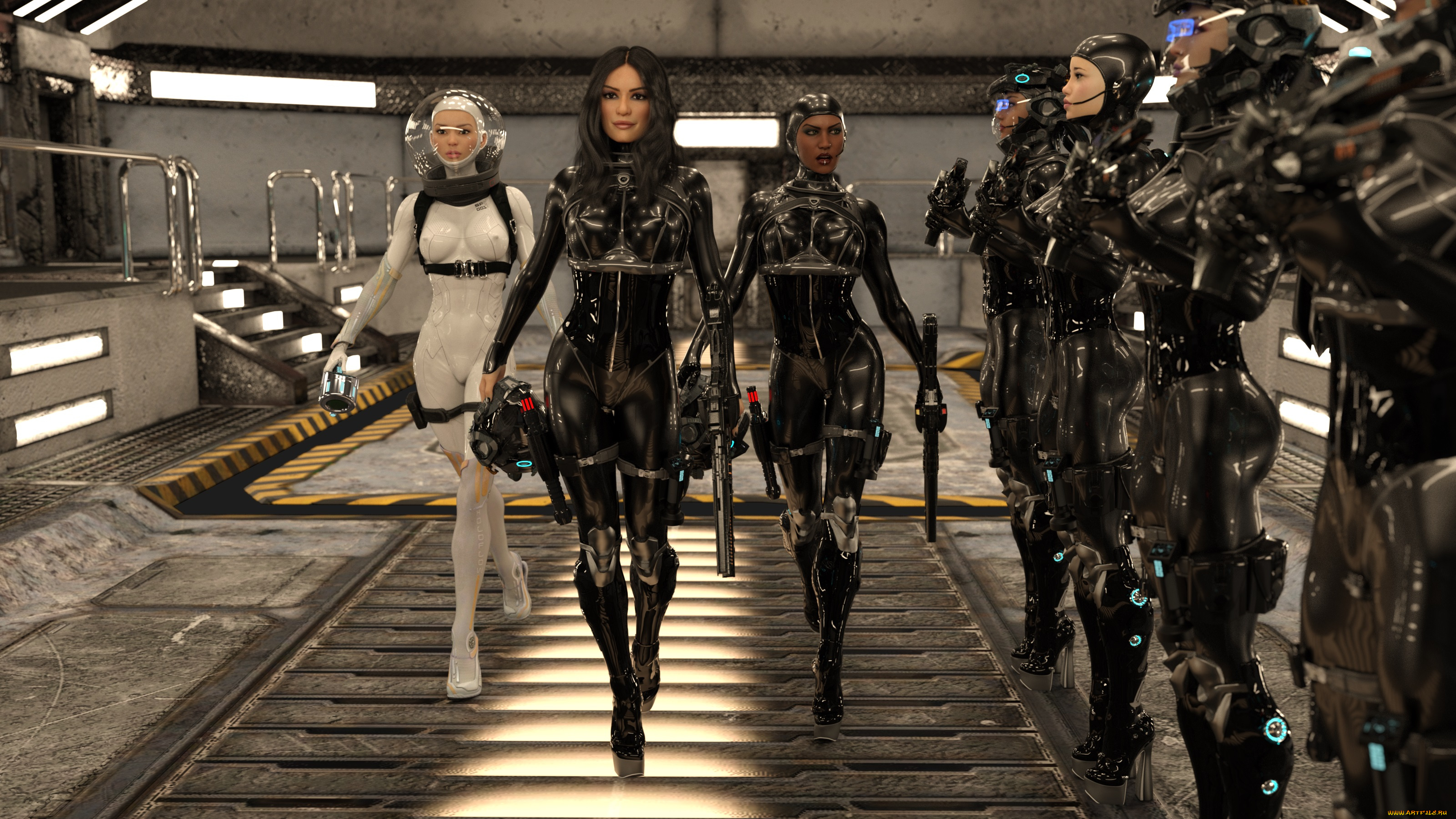 3д, графика, фантазия, , fantasy, девушки, взгляд, фон