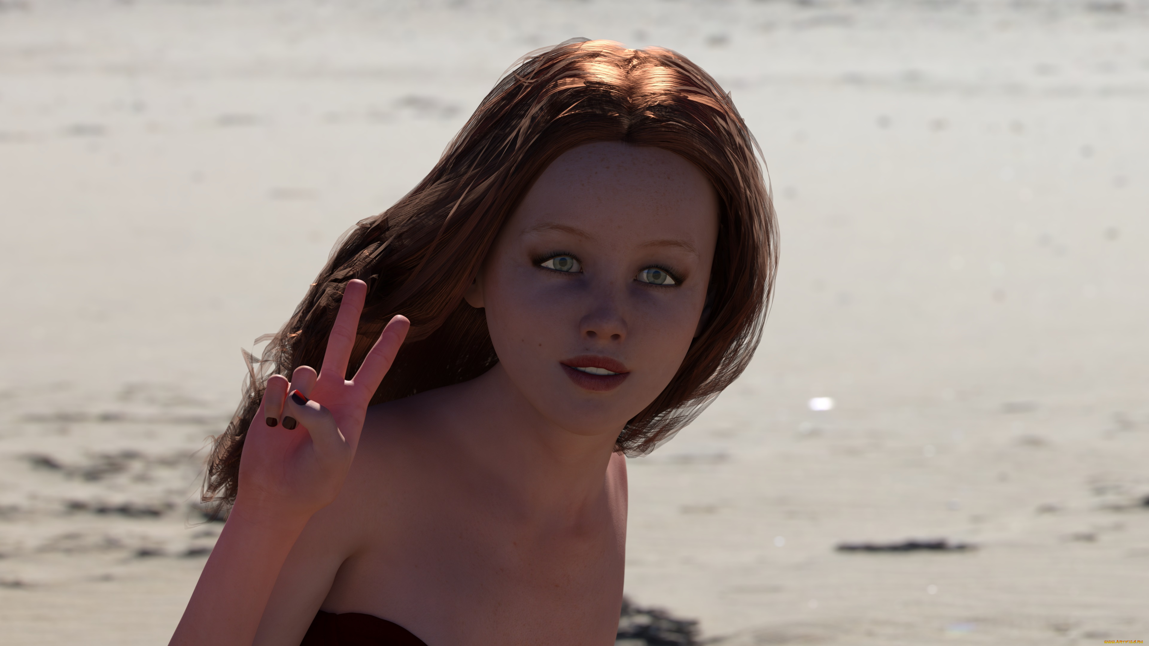 3д, графика, портрет, , portraits, фон, взгляд, девушка