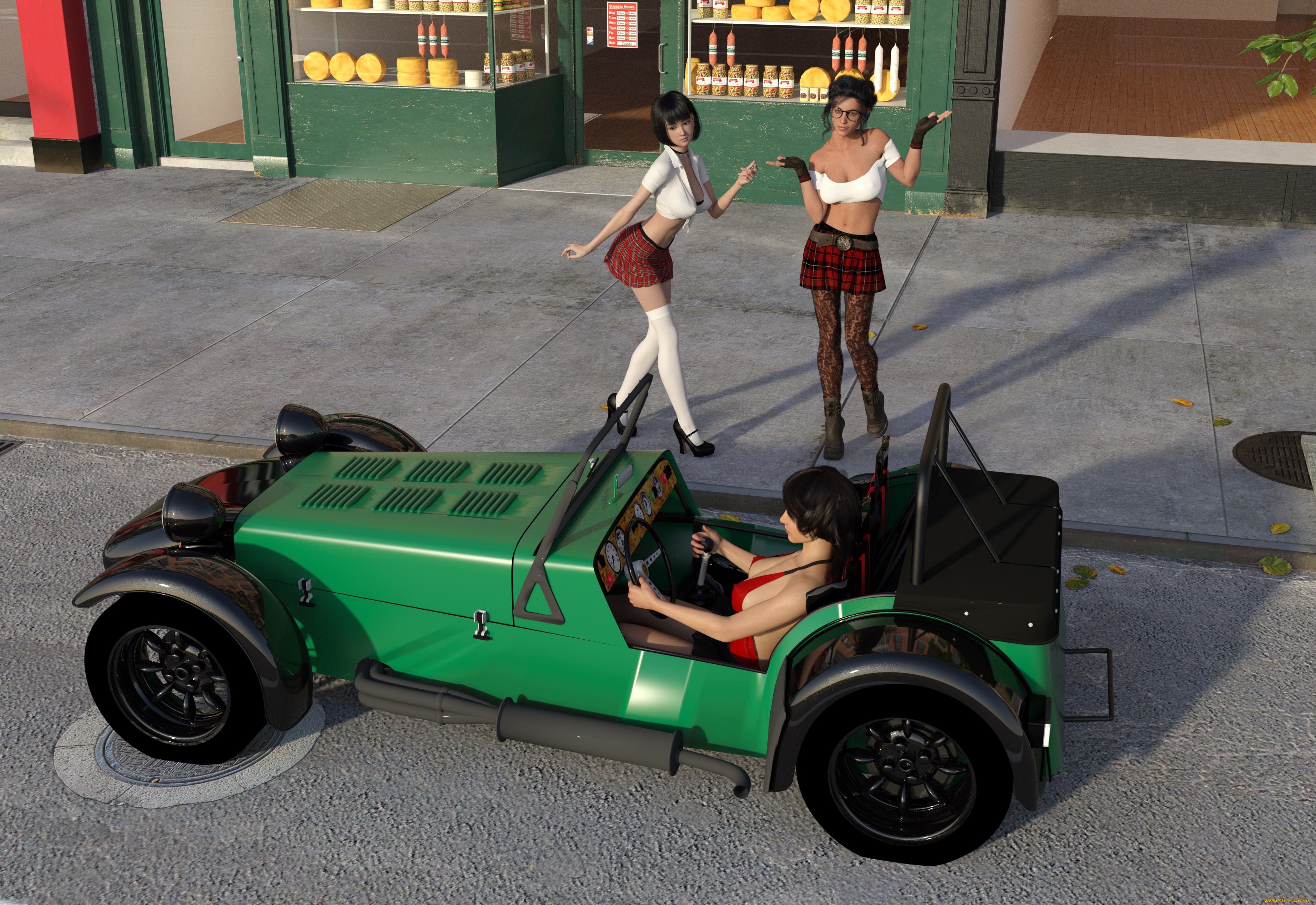 3д, графика, люди-авто, мото, , people-, car, , , moto, фон, взгляд, девушки