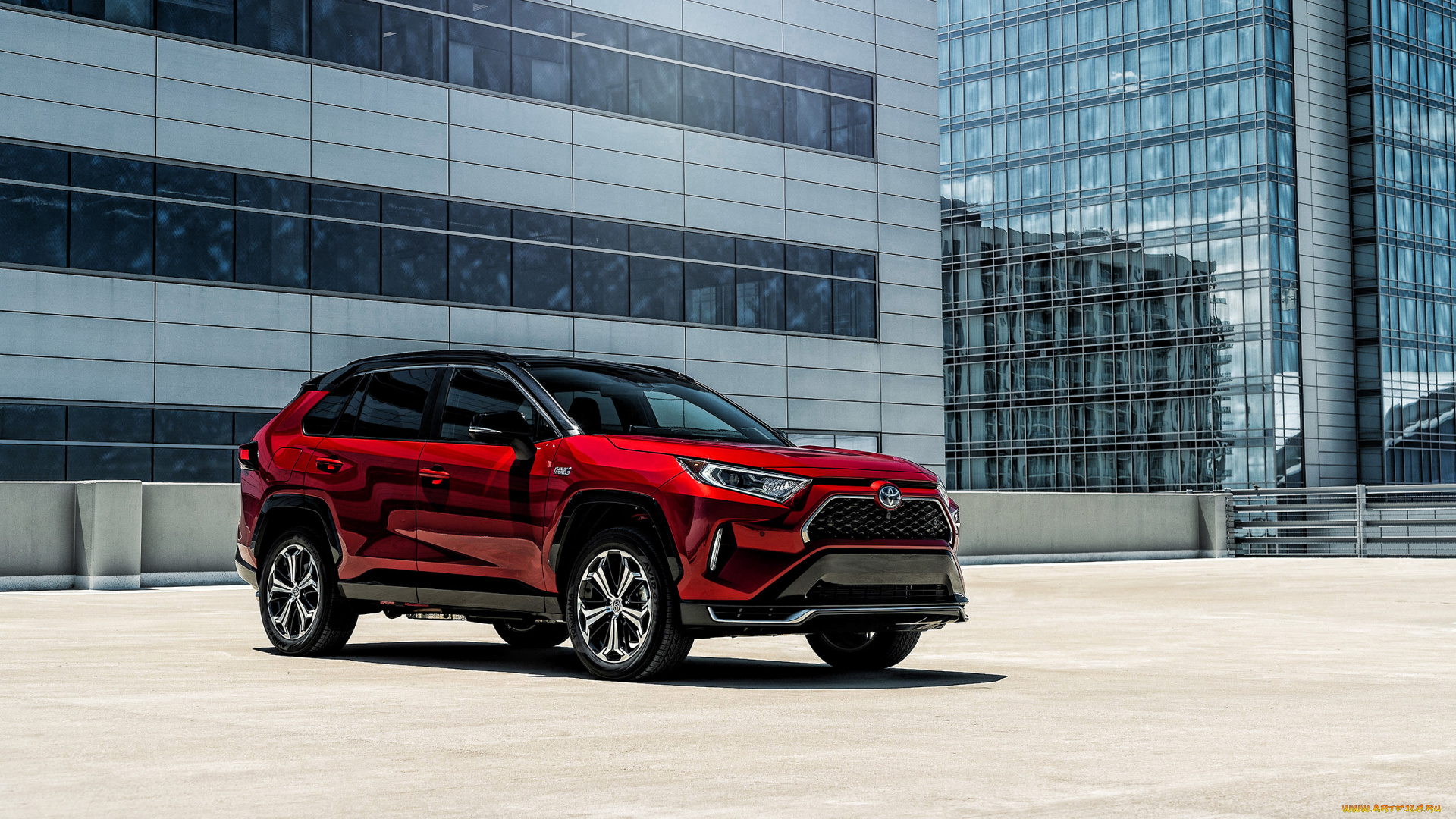 автомобили, toyota, rav4, prime, 2021, 4k, вид, спереди, экстерьер, красный, внедорожник, новый, японские