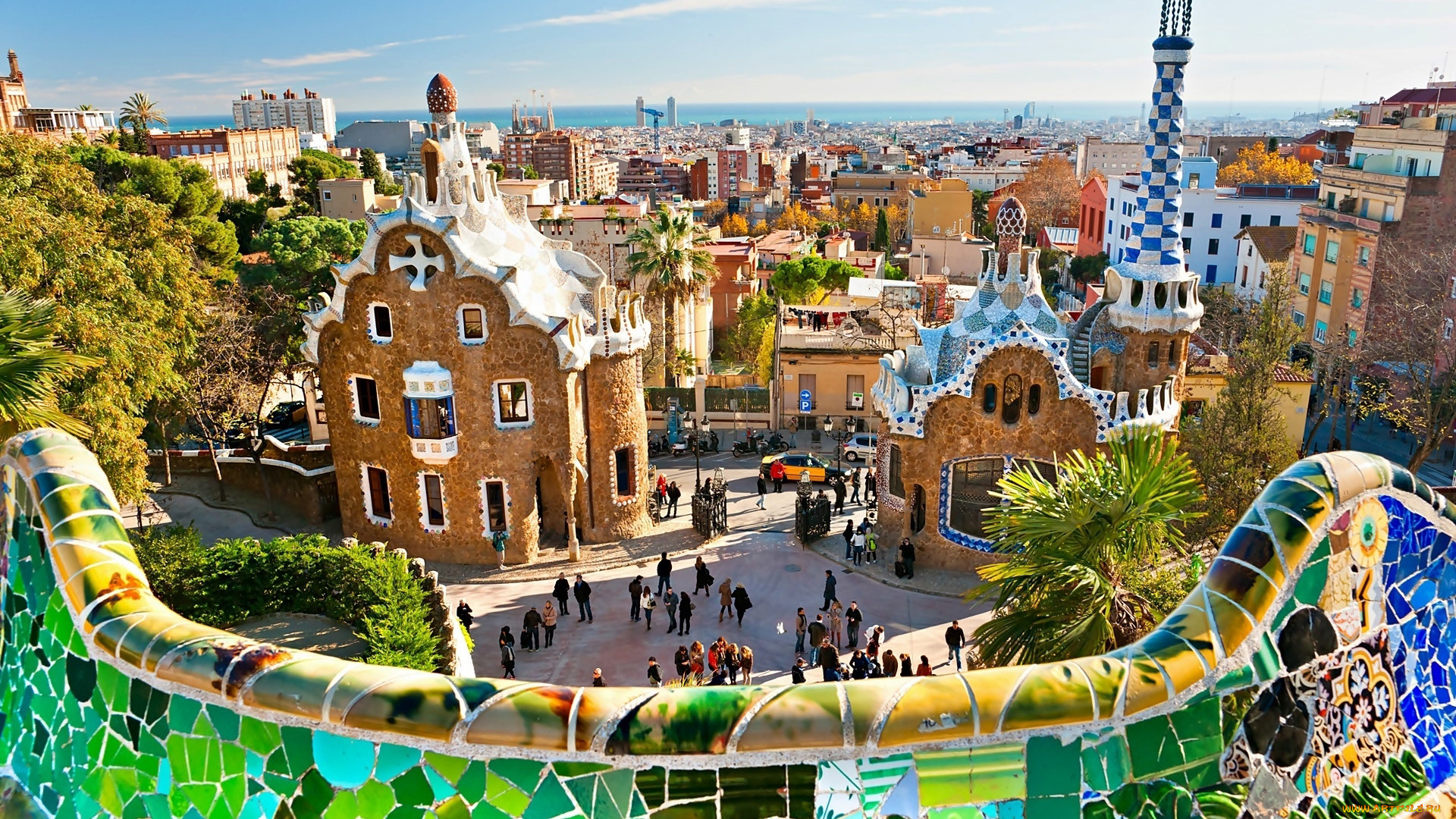 города, барселона, , испания, панорама
