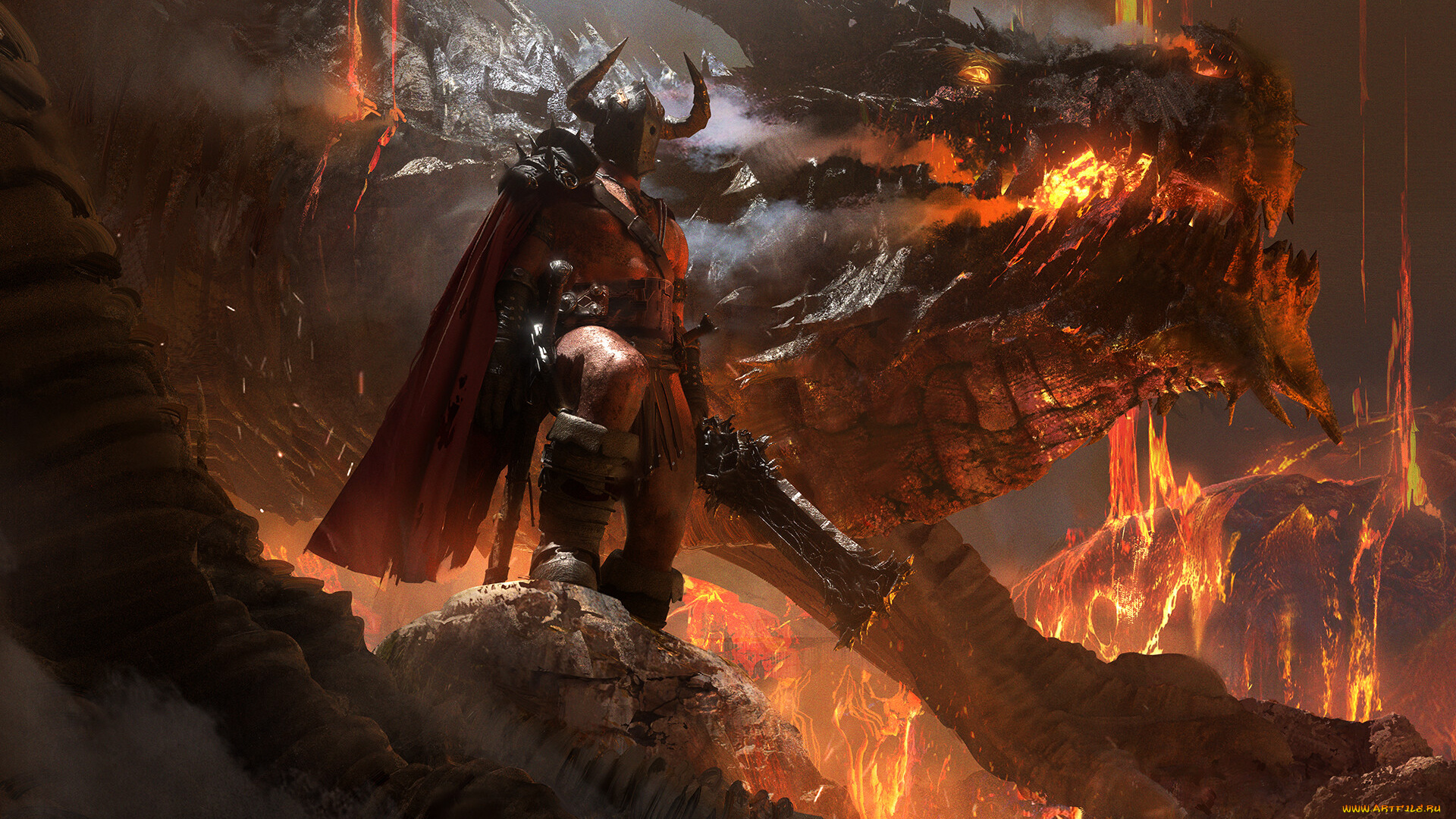 фэнтези, драконы, воин