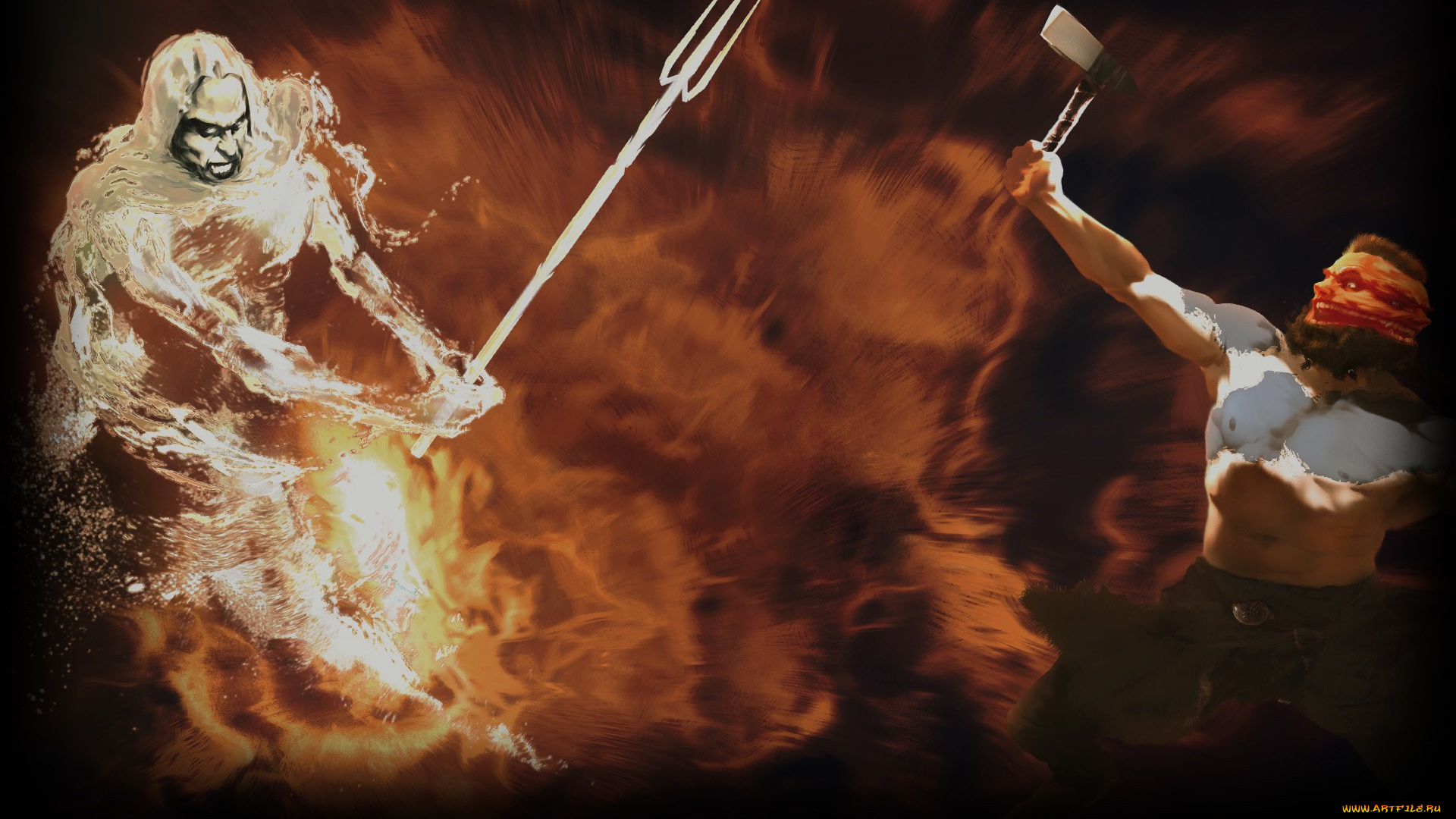 видео, игры, age, of, mythology, боги, поединок, посейдон, тор