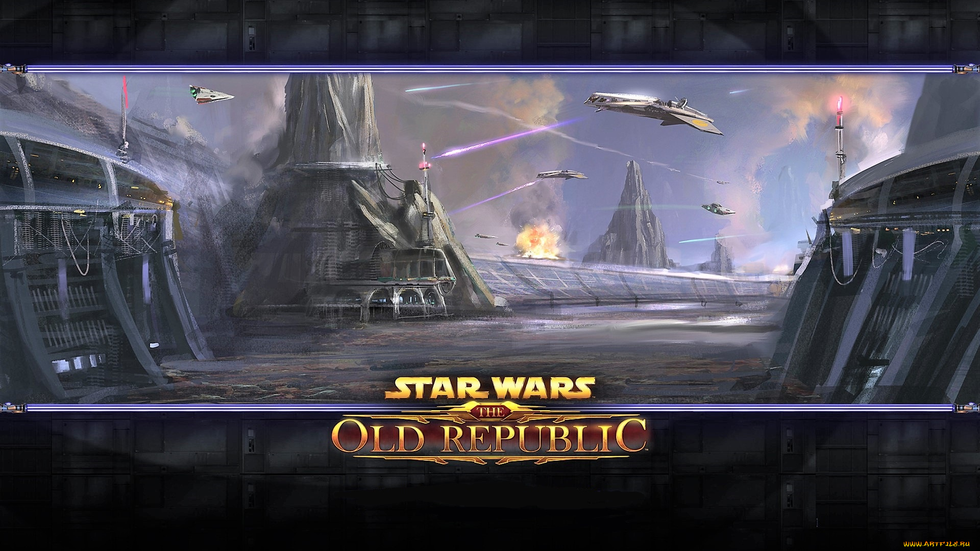 видео, игры, star, wars, , the, old, republic, город, планета, летательные, аппараты