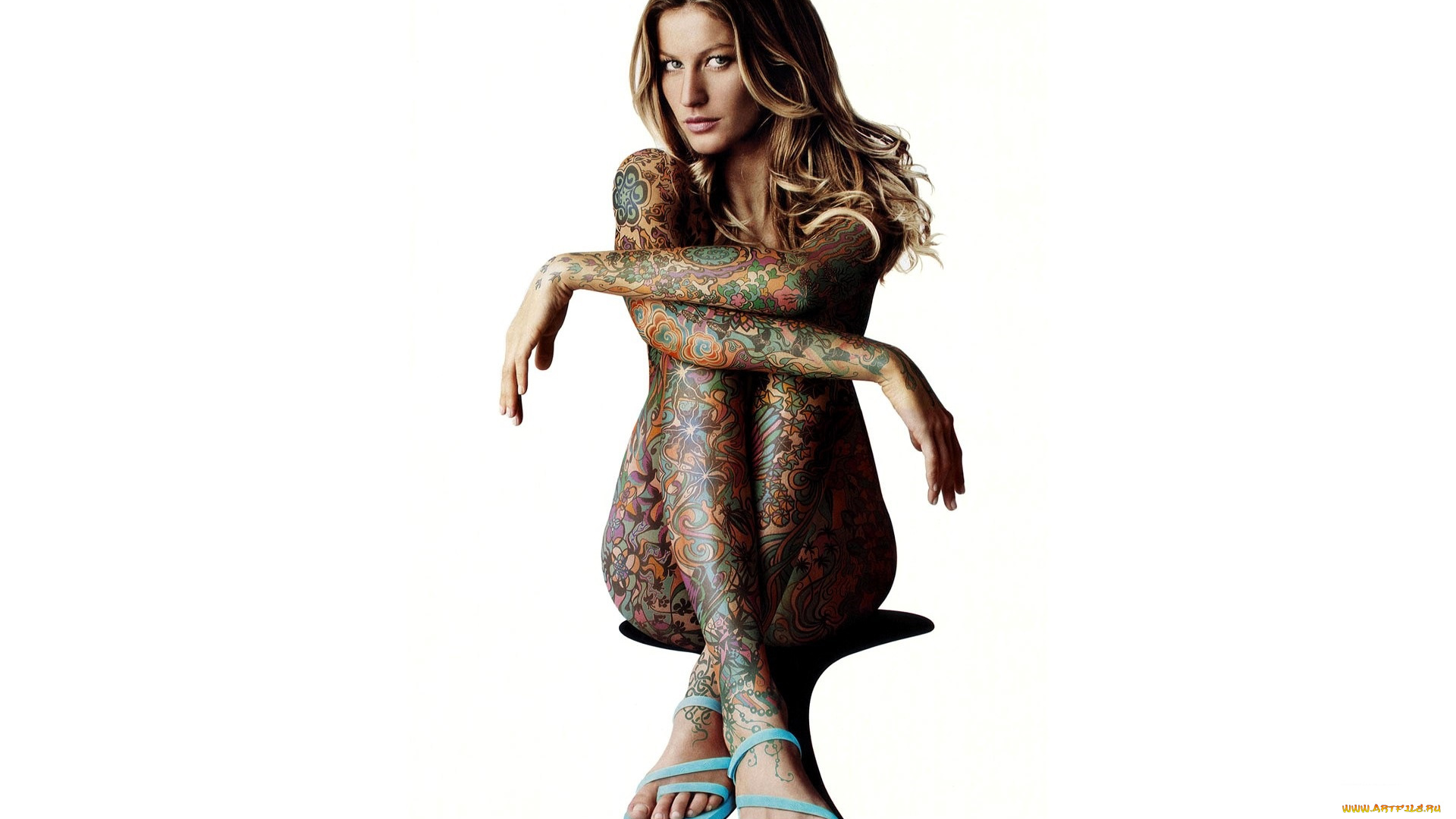 девушки, gisele, bundchen, модель, бодиарт