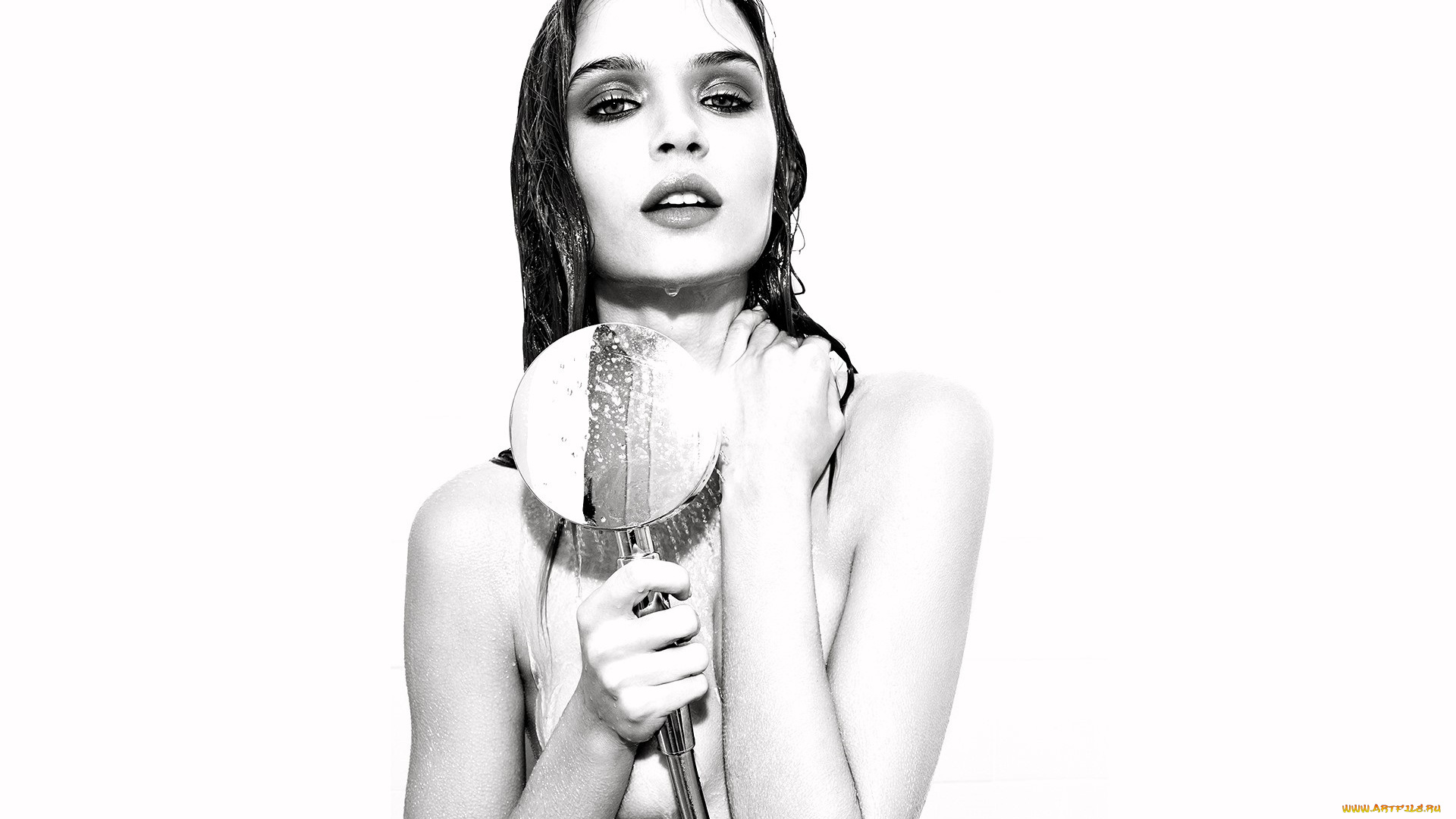 девушки, josephine, skriver, черно-белая, душ, вода