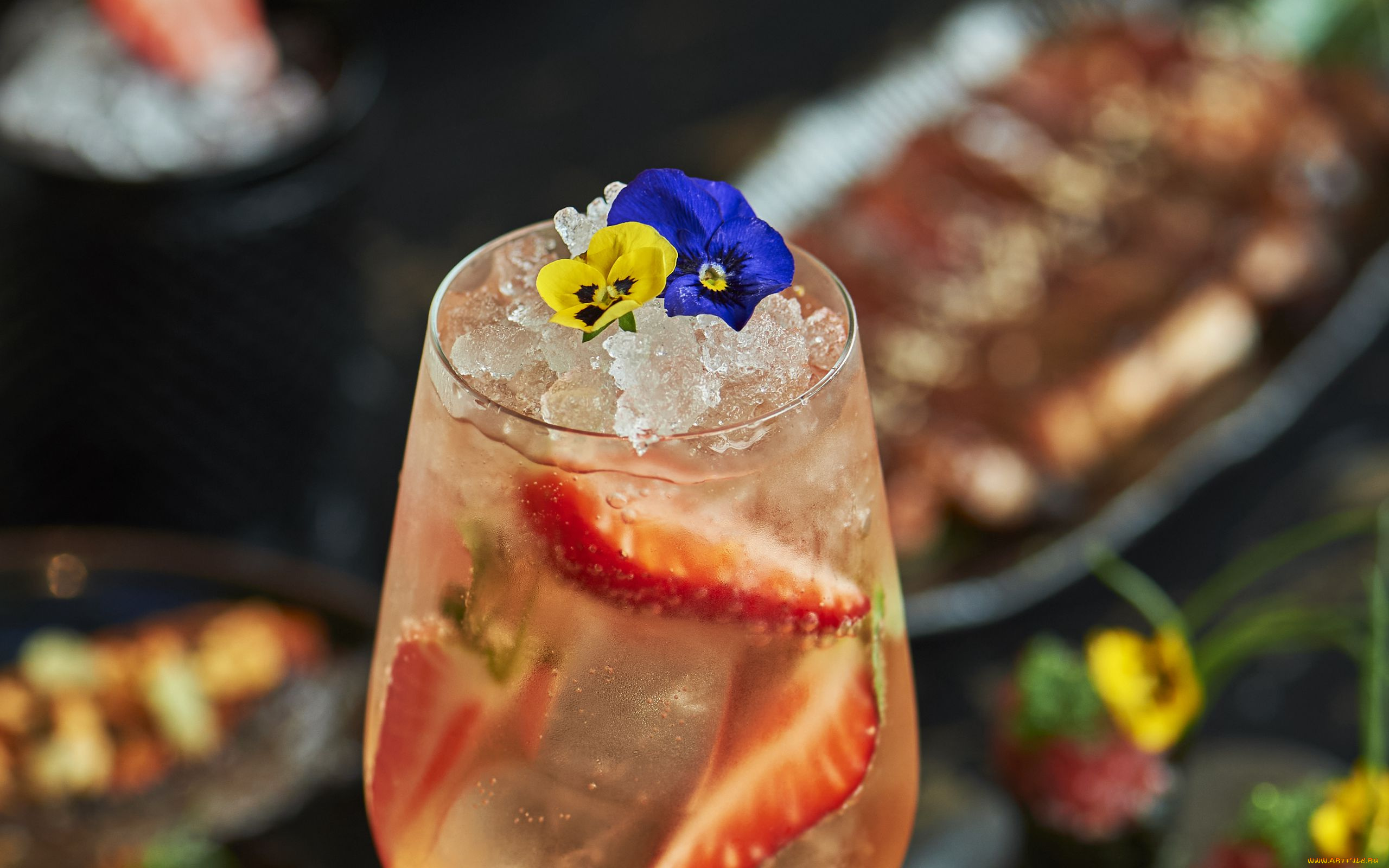 еда, напитки, лимонад, лед, анютины, глазки