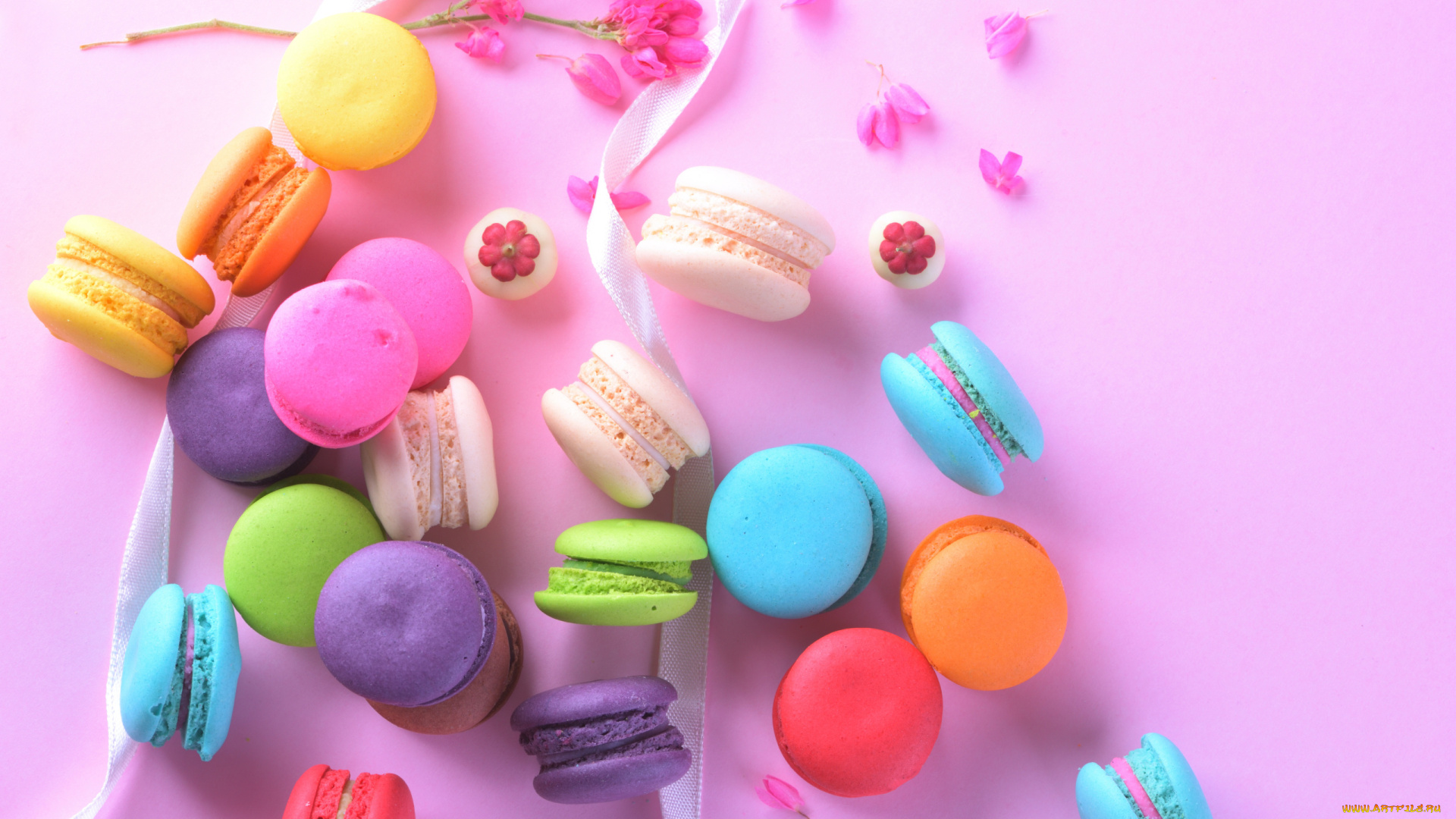 еда, макаруны, лакомство, ассорти, лента