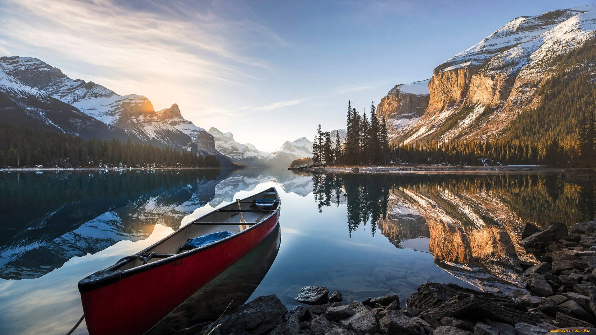 корабли, лодки, , шлюпки, горы, снег, озеро, лес, осень, лодка, камни