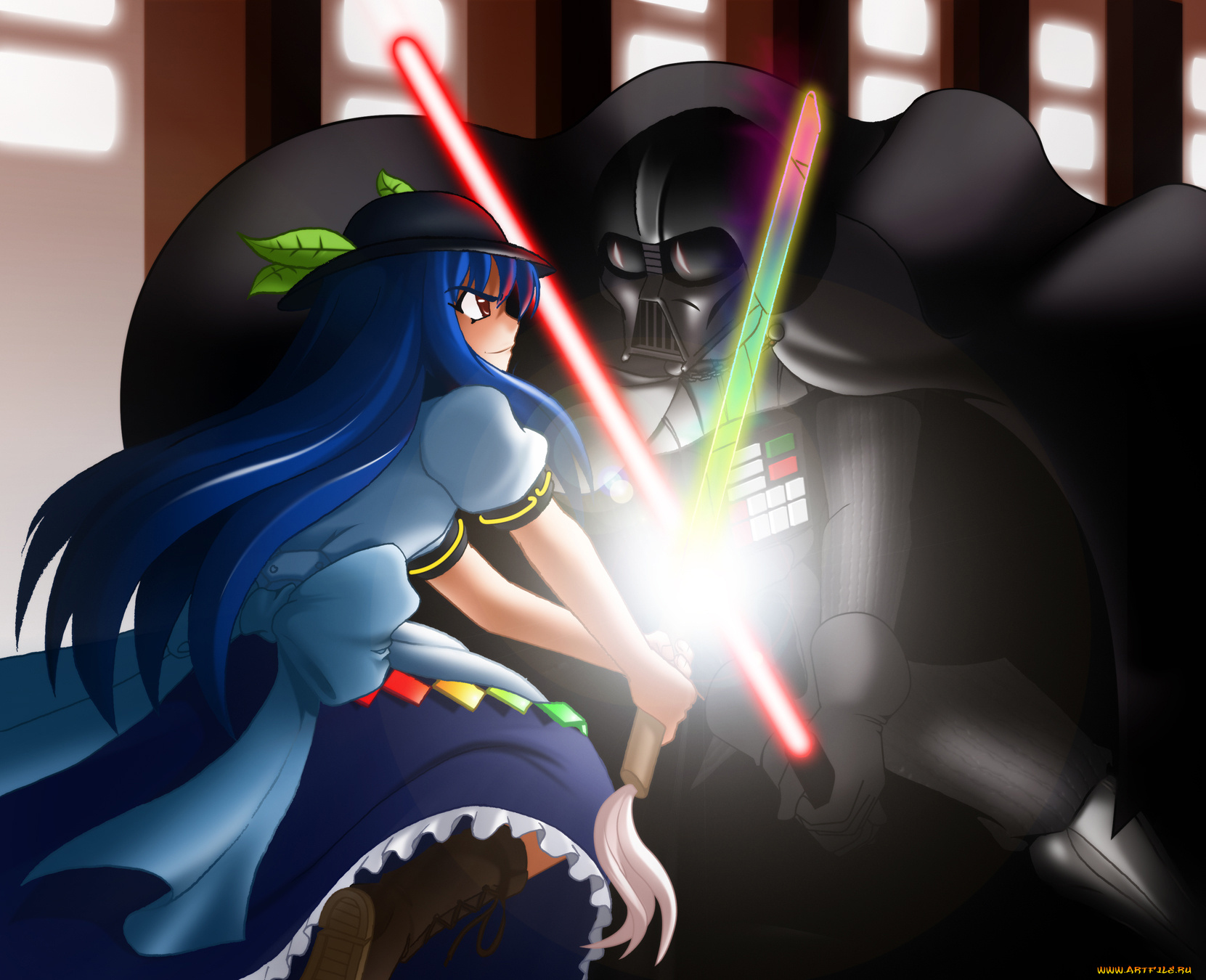 аниме, touhou, тенши, хинанай, vs, дарт, вейдер