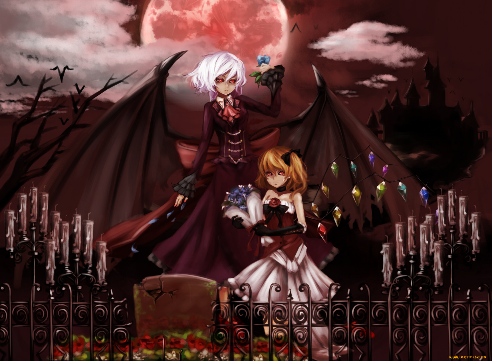 аниме, touhou, фландр, скарлет, ремилия