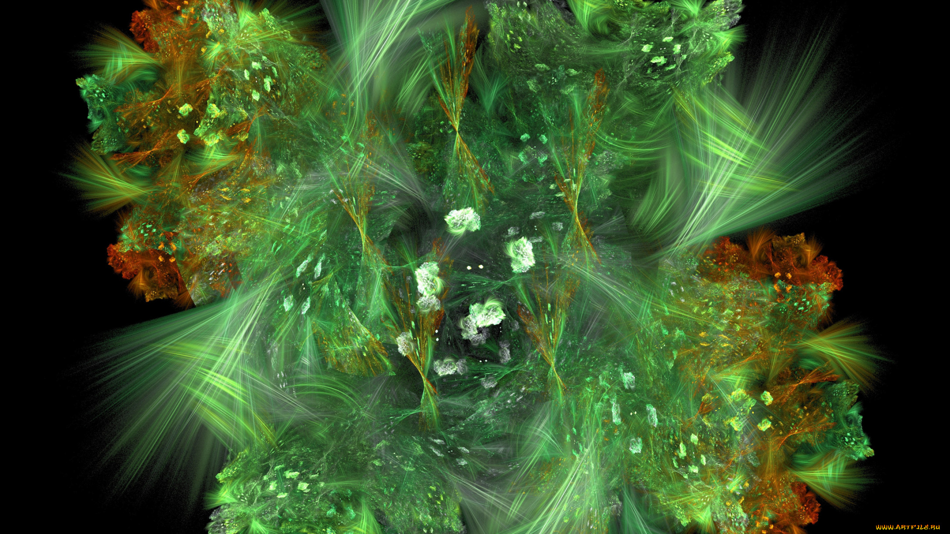 3д, графика, fractal, фракталы, зелёный