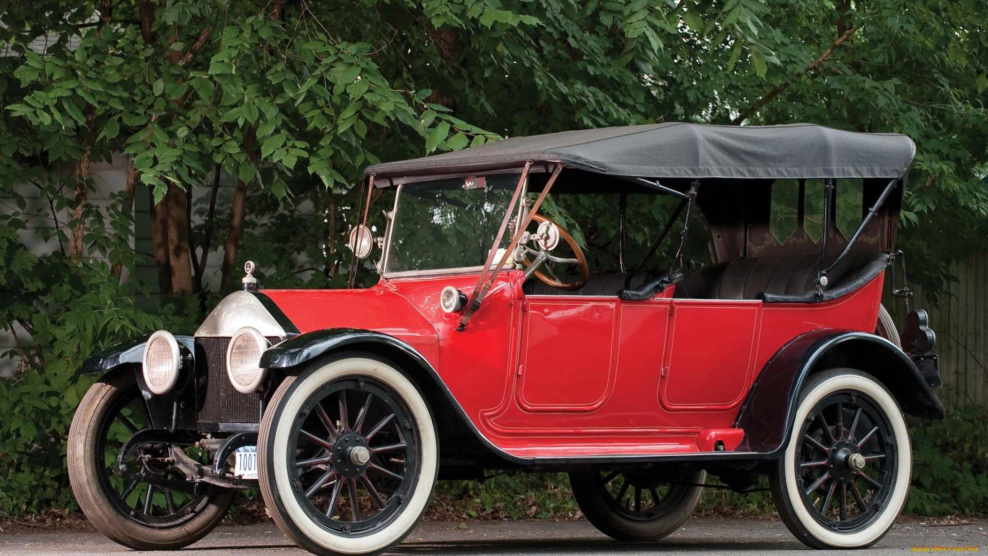 автомобили, классика, автомобиль, забор, деревья, дорога