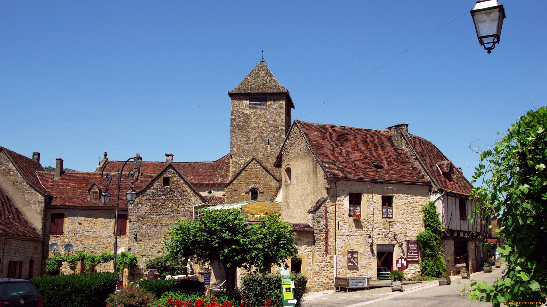 франция, отуар, города, здания, дома, улица, цветы