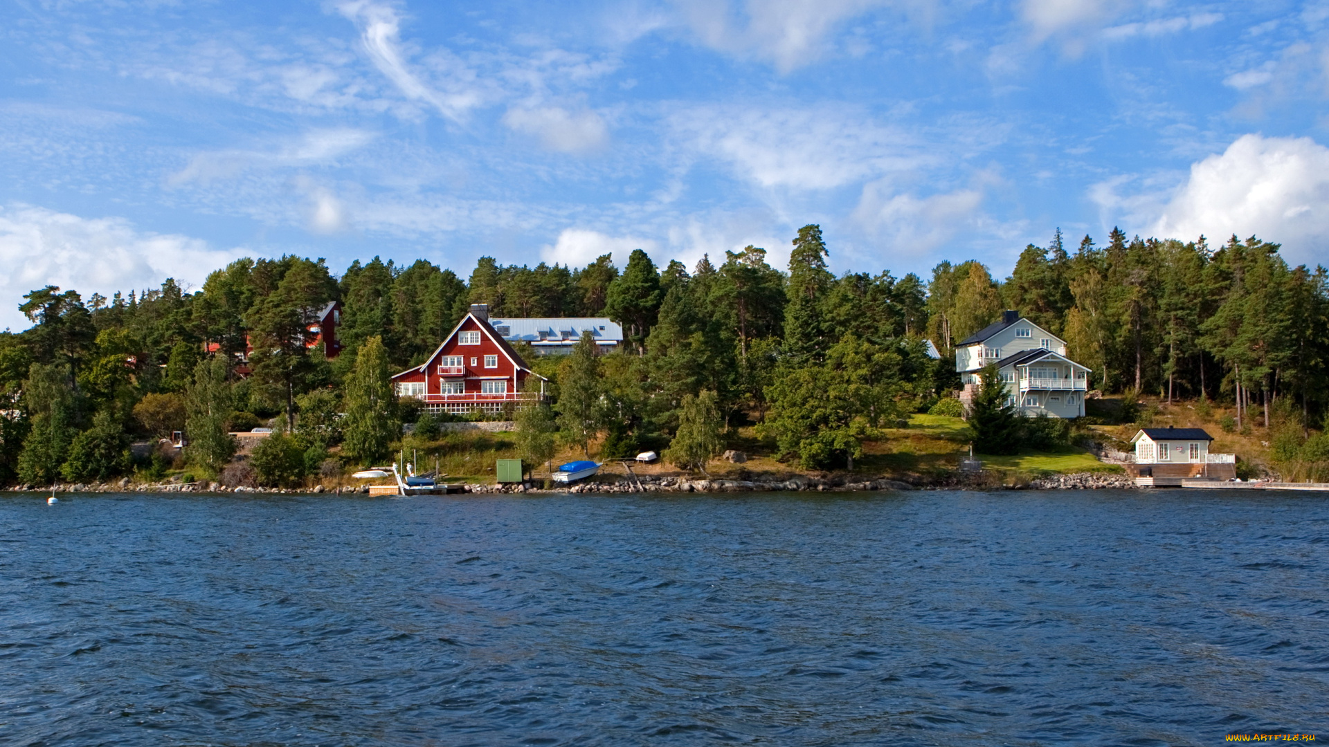 швеция, nacka, города, пейзажи, река, пейзаж
