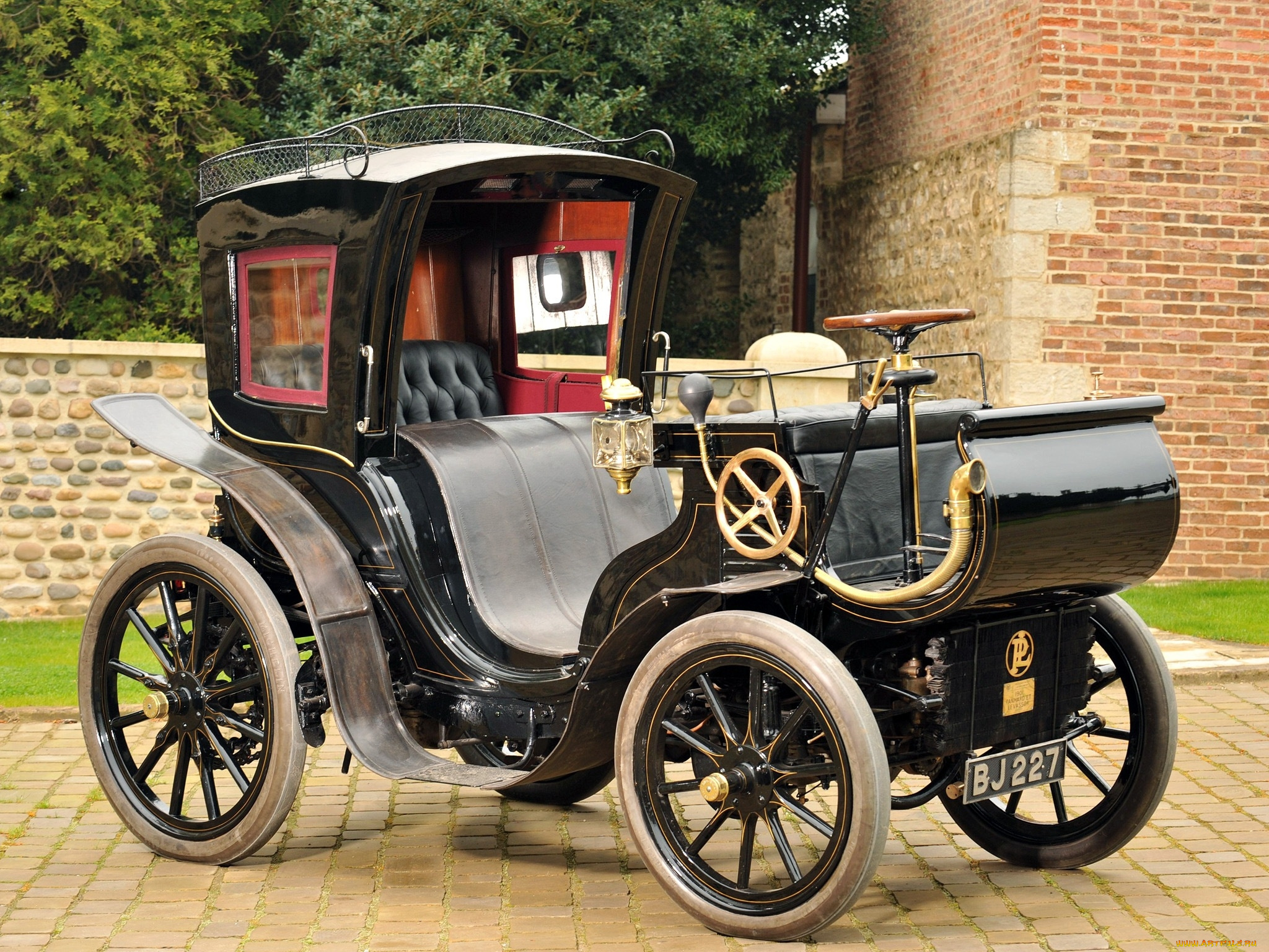 автомобили, классика, автомобиль, брусчатка, деревья, дом, забор