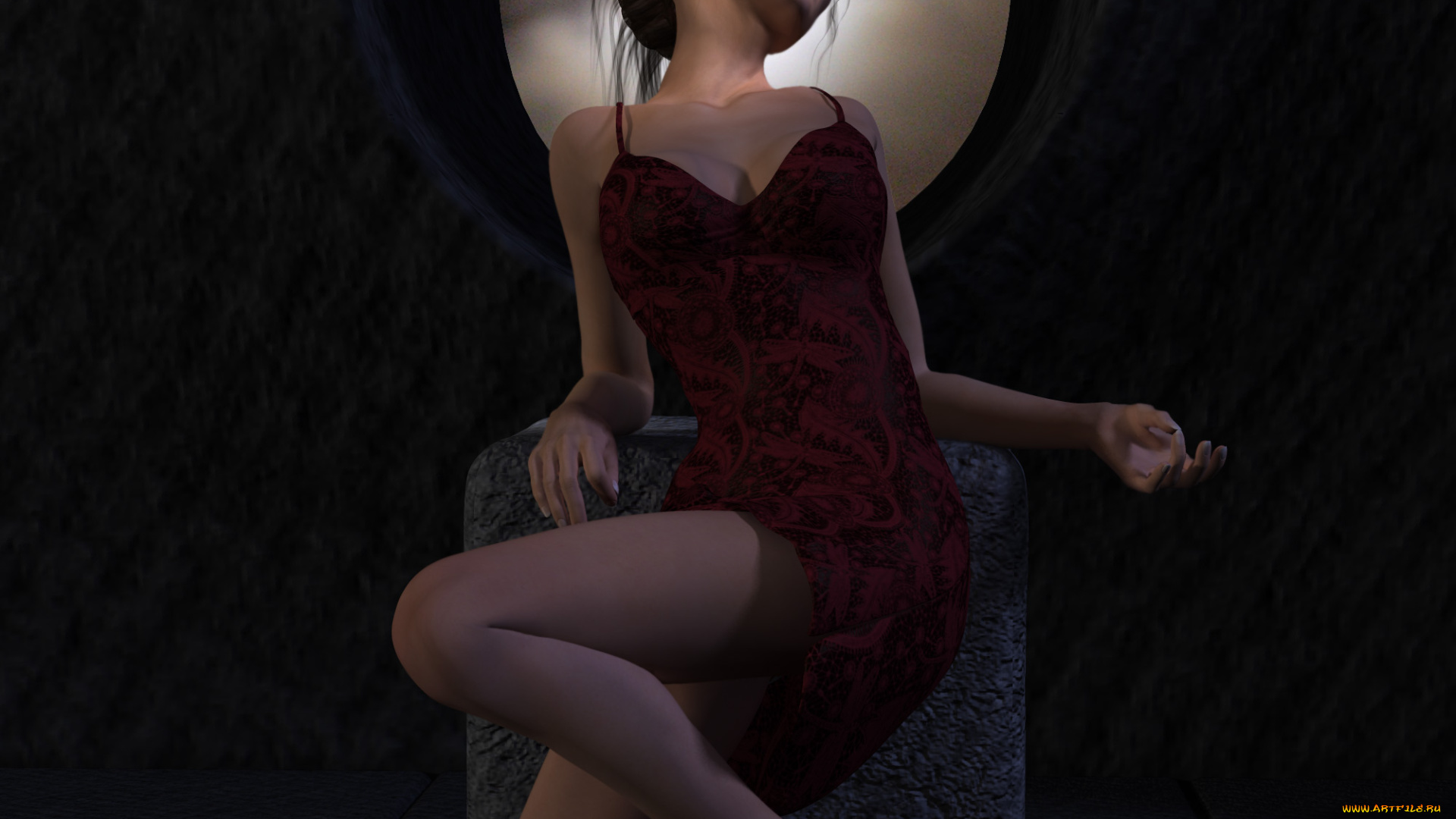 3д, графика, people, люди, девушка, платье, свет