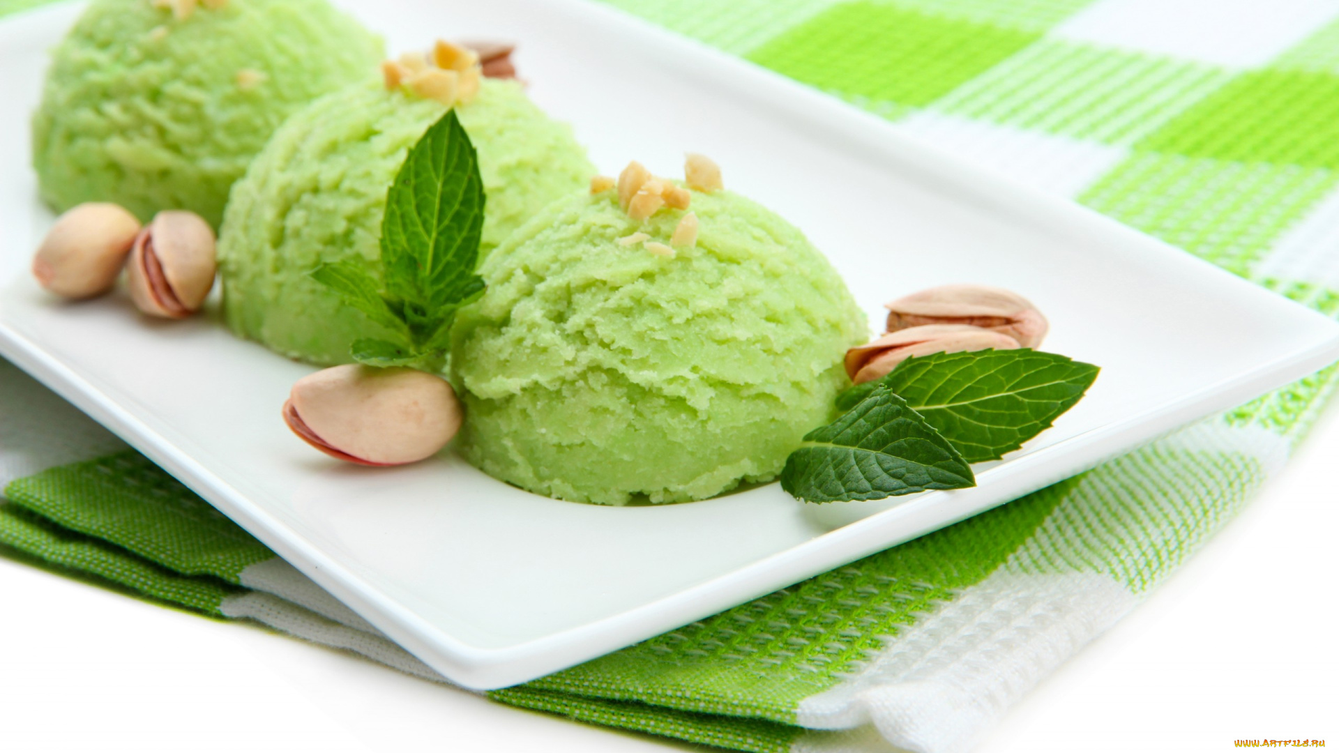 еда, мороженое, десерты, фисташки, мята