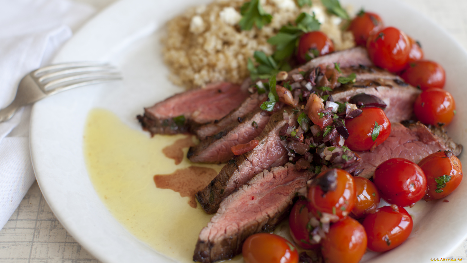 еда, мясные, блюда, мясо, помидоры