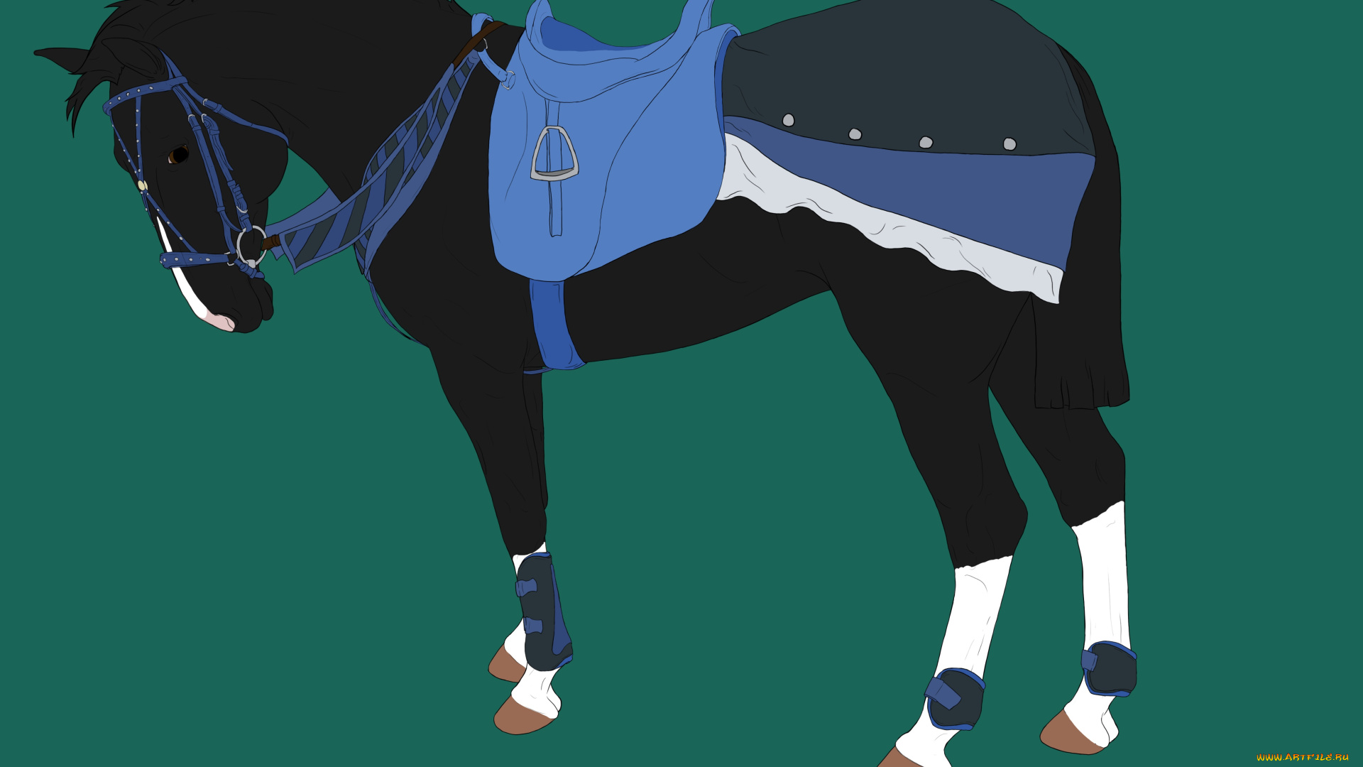 рисованные, животные, лошади, фон, лошадь