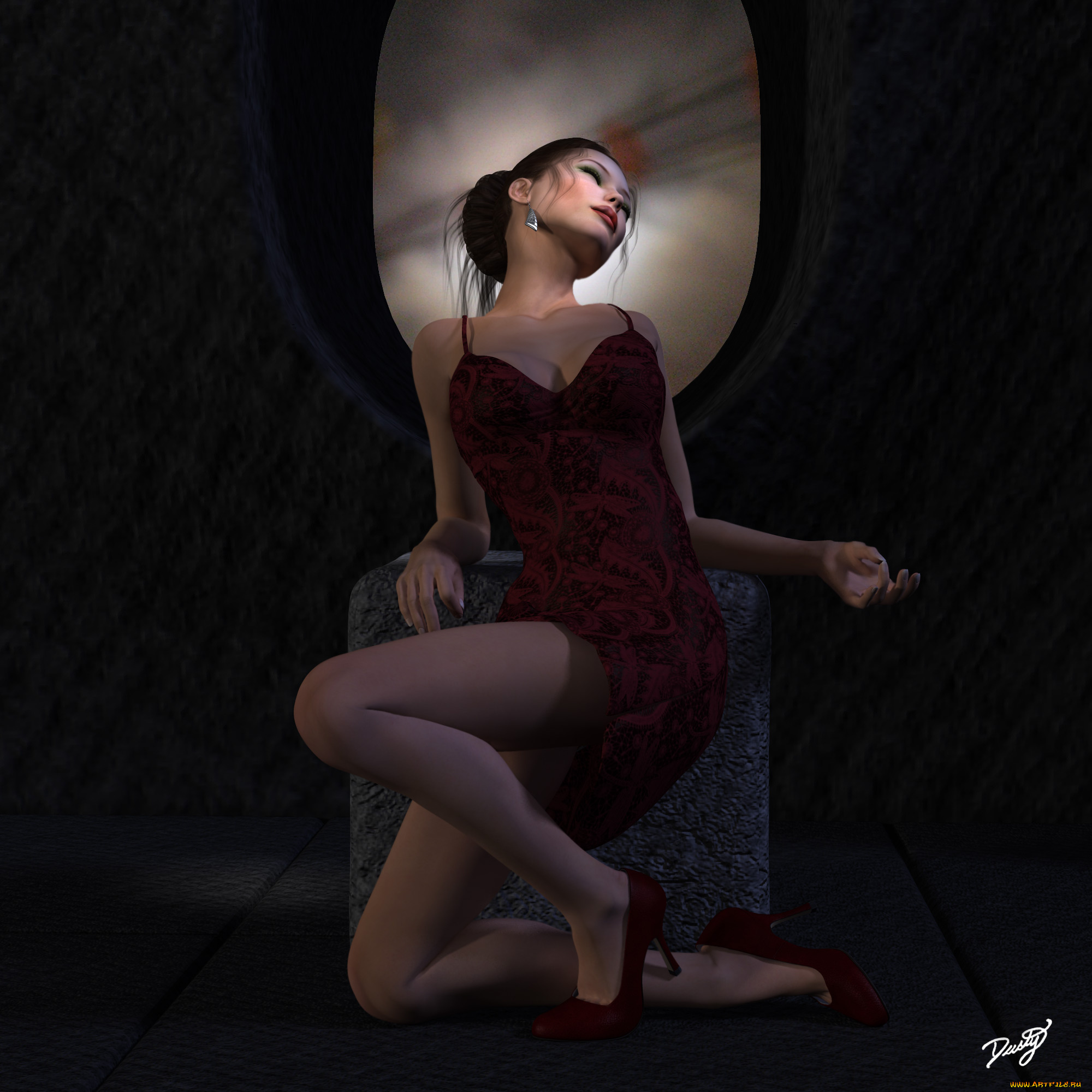 3д, графика, people, люди, девушка, платье, свет