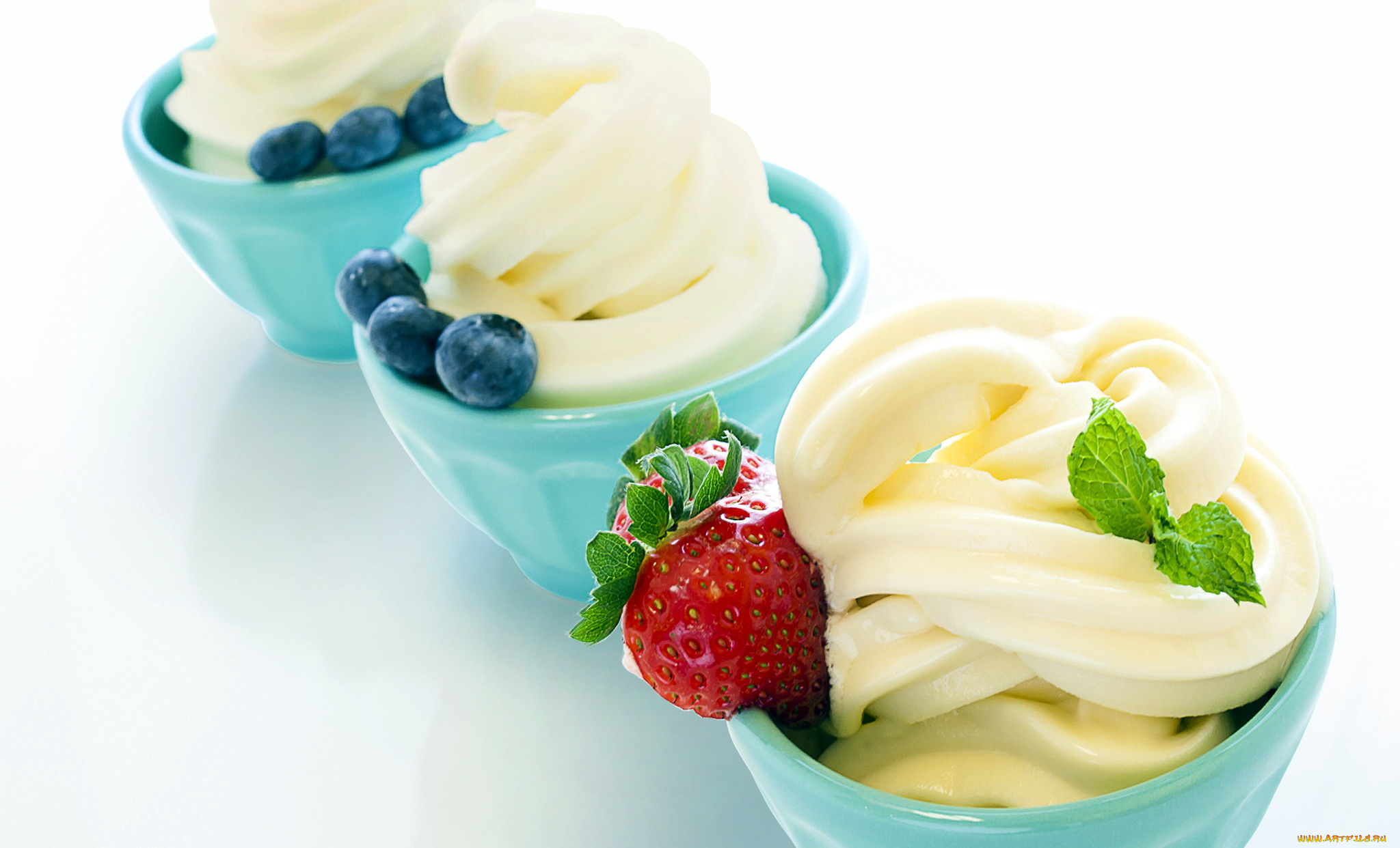 еда, мороженое, десерты, мята, голубика, десерт