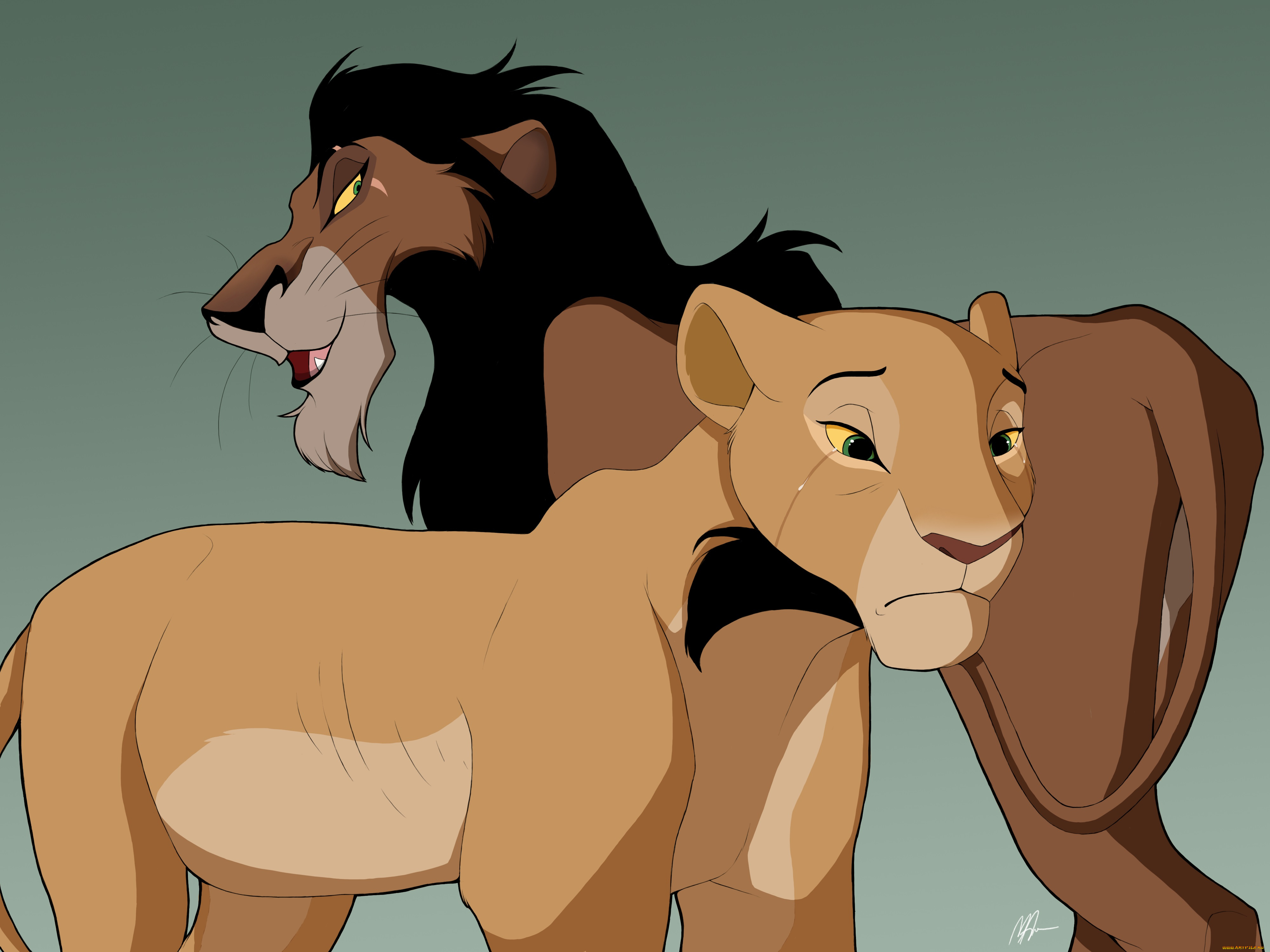 рисованные, животные, львы