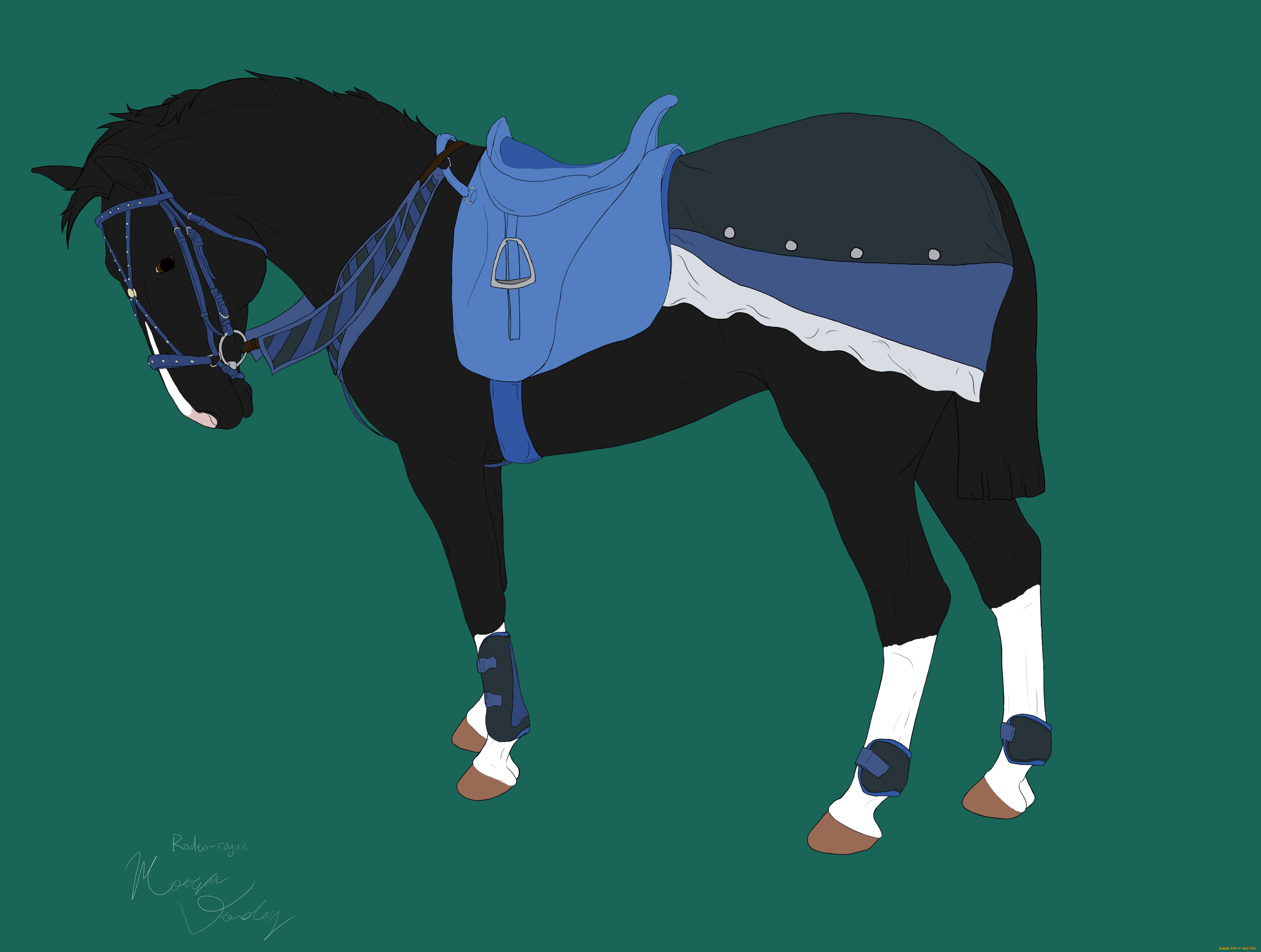 рисованные, животные, лошади, фон, лошадь