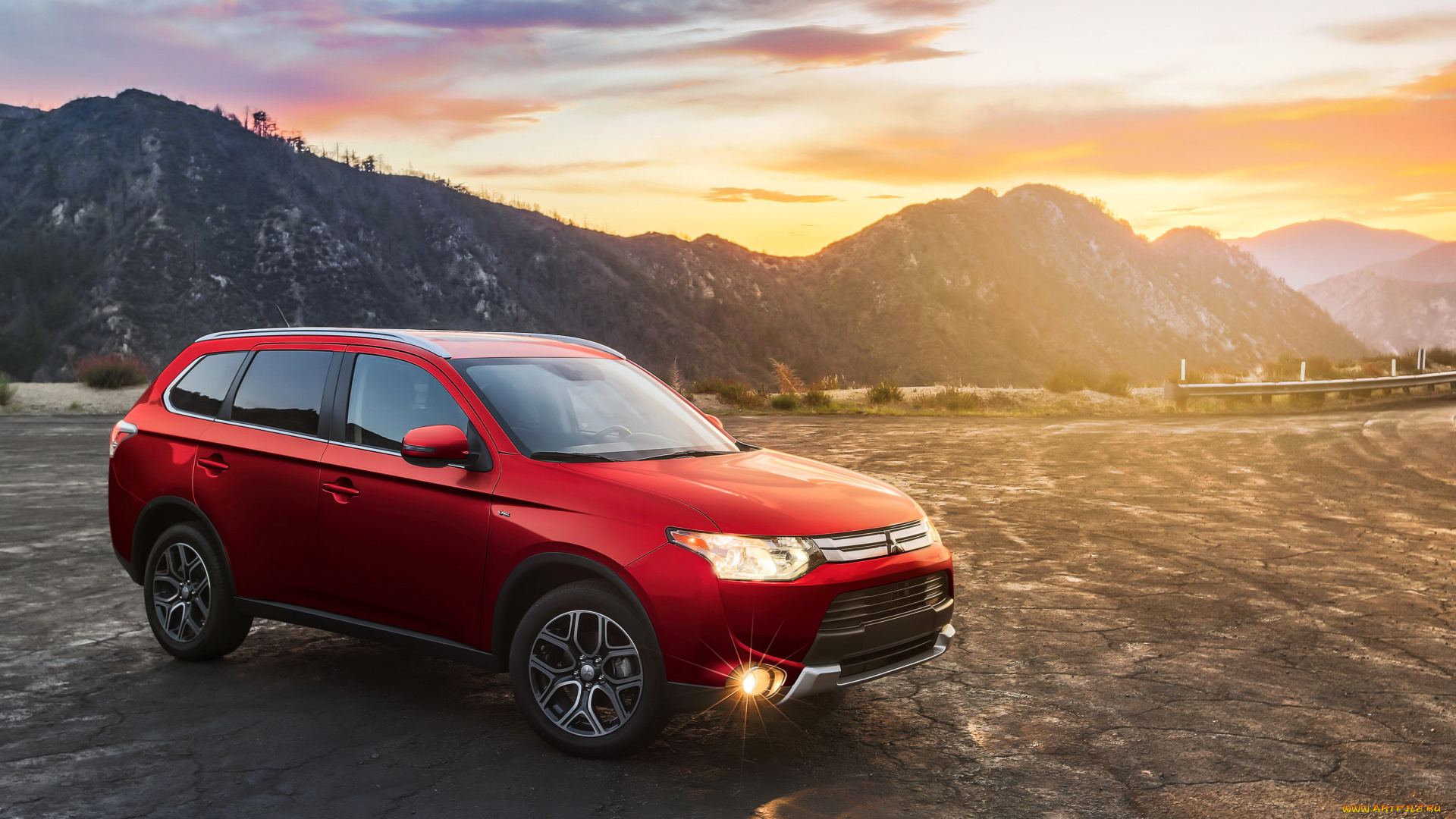 2014, mitsubishi, outlander, gt, автомобили, mitsubishi, металлик, закат, outlander, красный