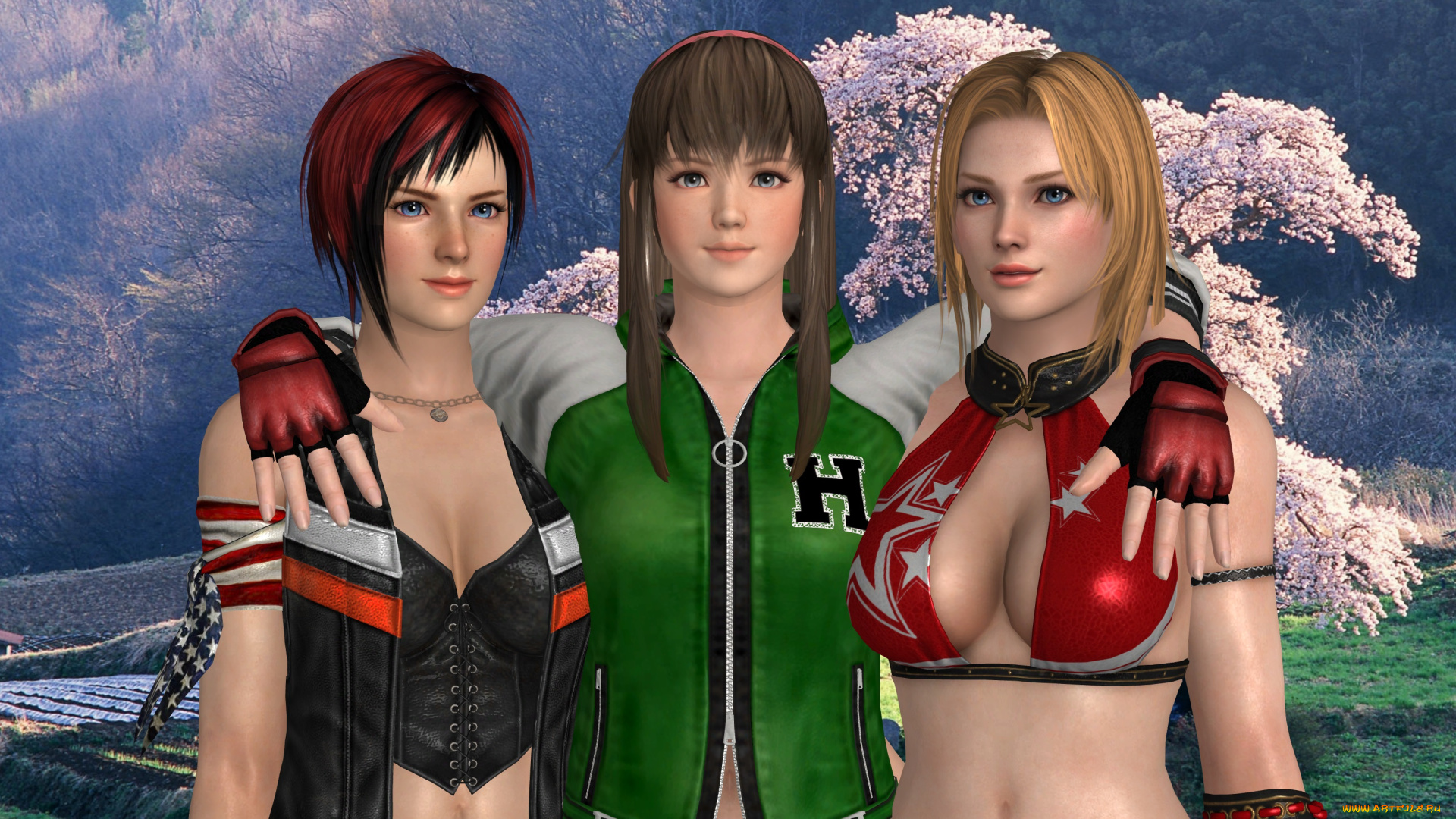 3д, графика, аниме, , anime, девушки, взгляд, фон, улыбки