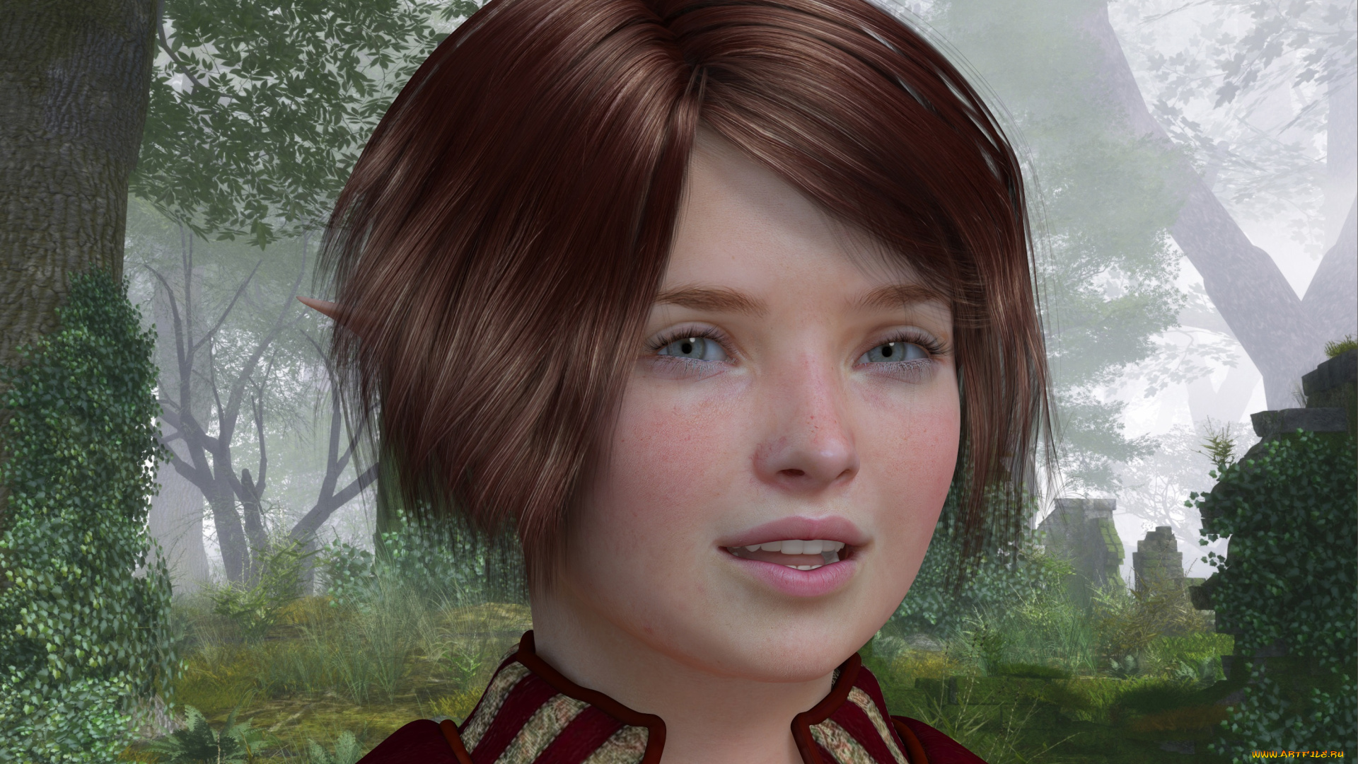 3д, графика, эльфы, , elves, эльфийка, взгляд, улыбка