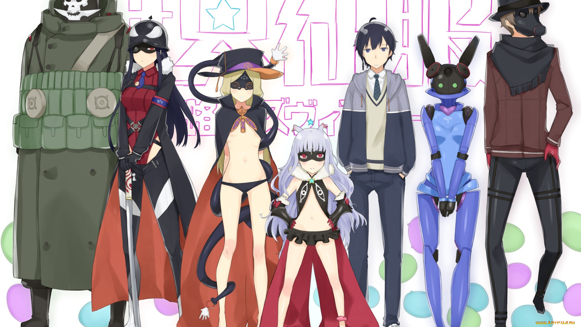 аниме, -weapon, , blood, &, technology, sekai, seifuku, парень, робот, существа