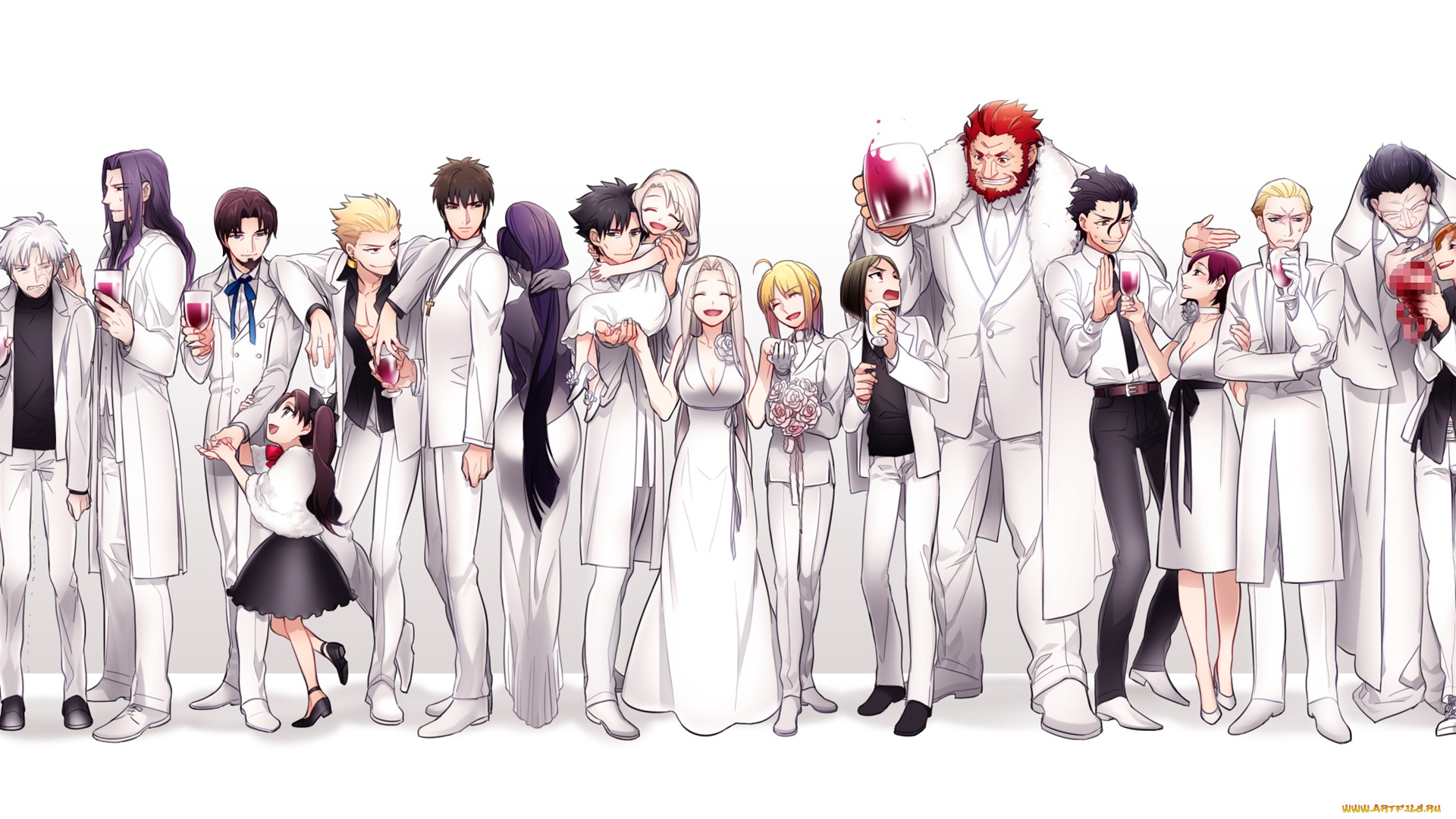 аниме, fate, zero, арт, персонажи, мужчины, девушки