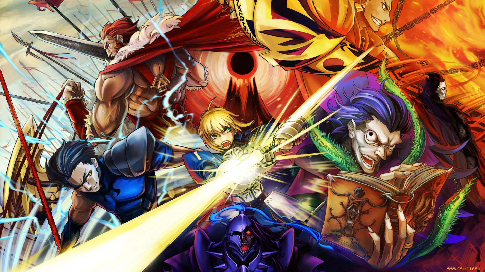 аниме, fate, zero, персонажи, мужчины, арт, девушки