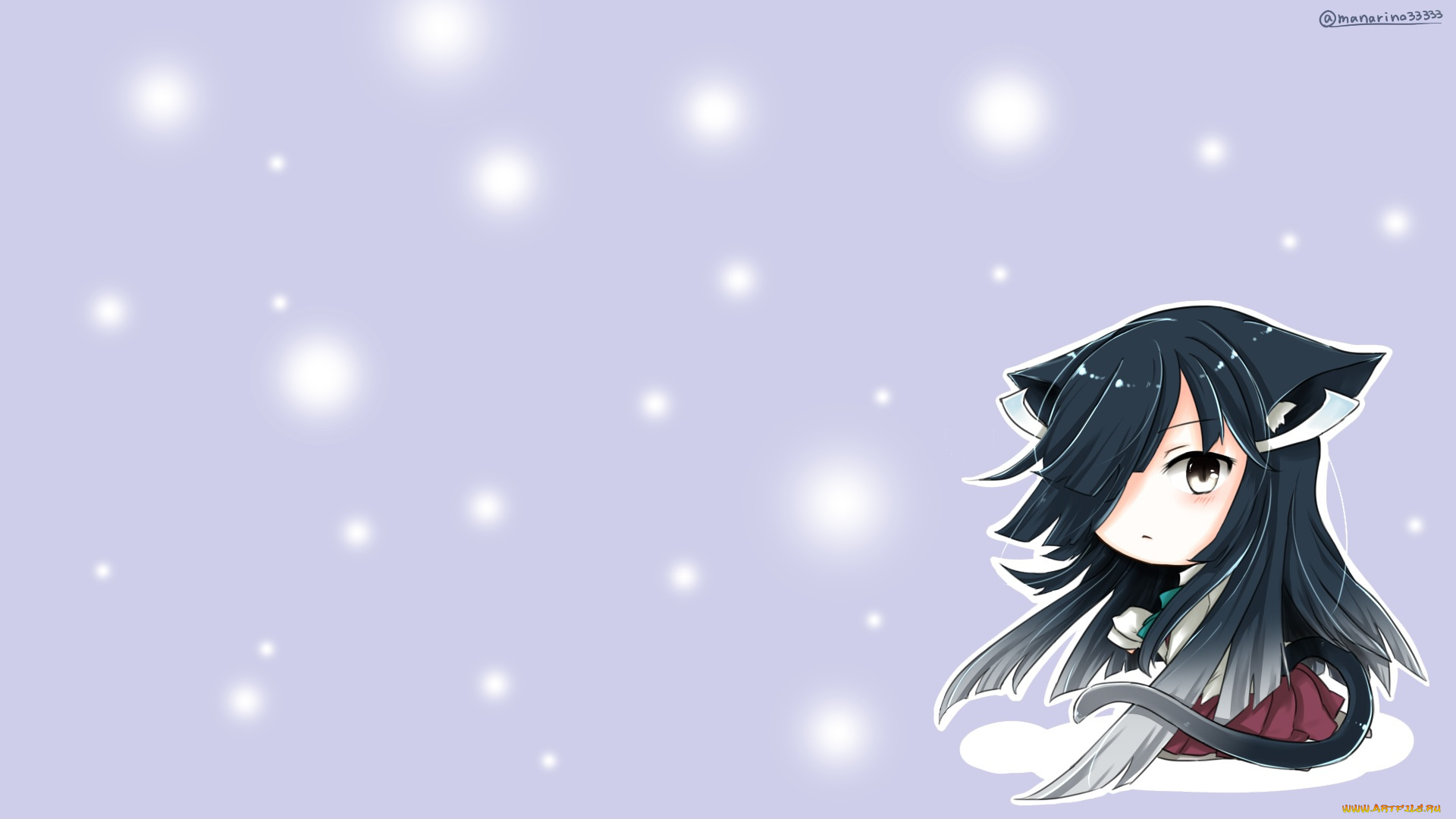 аниме, kantai, collection, чибик, сиреневый, пятна, фон