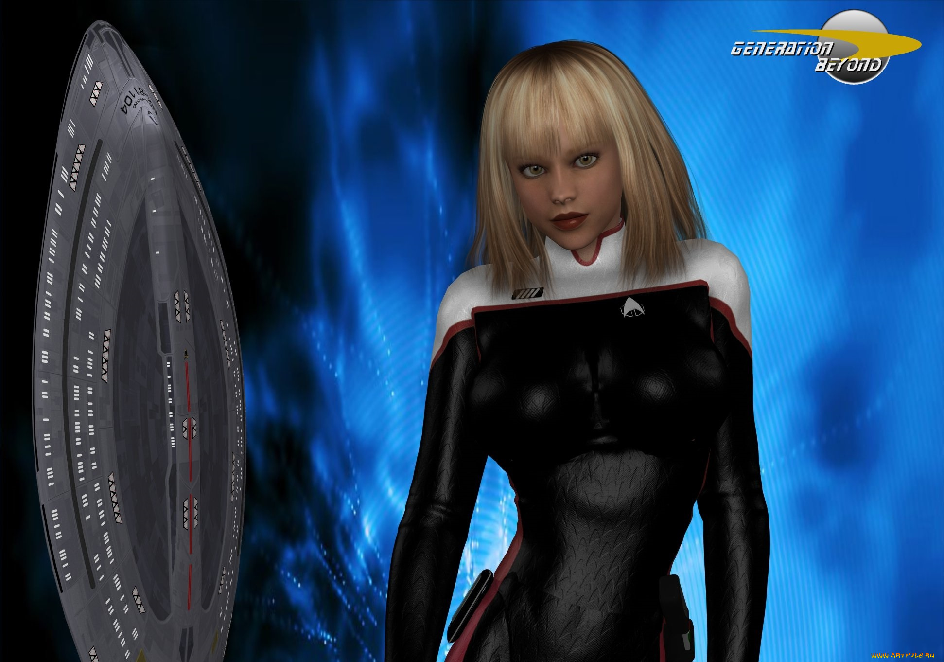 3д, графика, фантазия, , fantasy, космический, корабль, вселенная, девушка, фон, взгляд