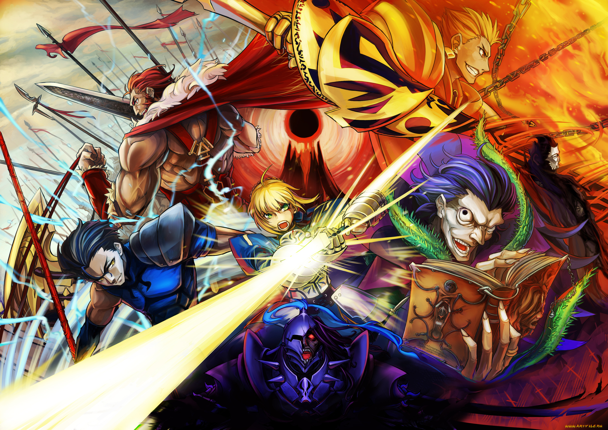 аниме, fate, zero, персонажи, мужчины, арт, девушки