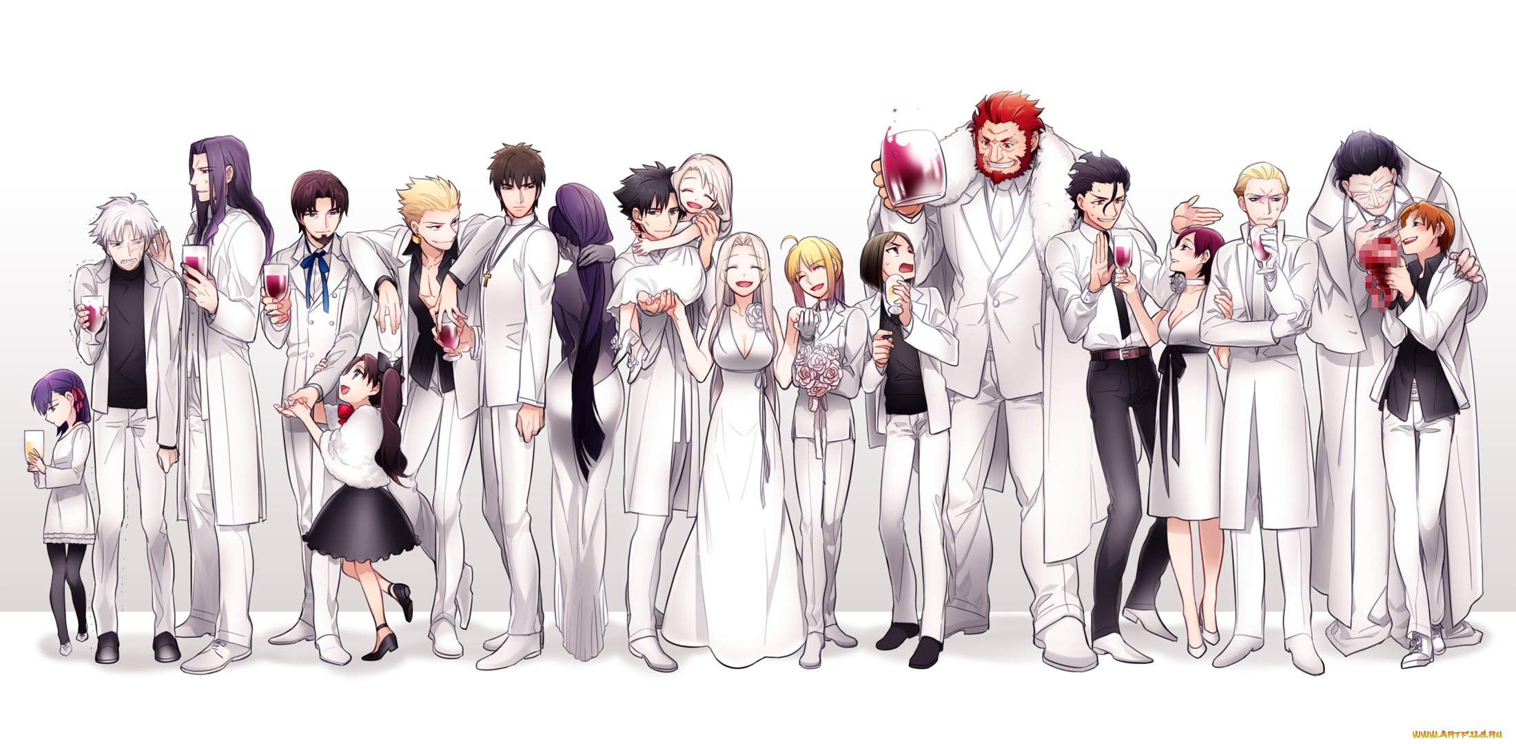 аниме, fate, zero, арт, персонажи, мужчины, девушки