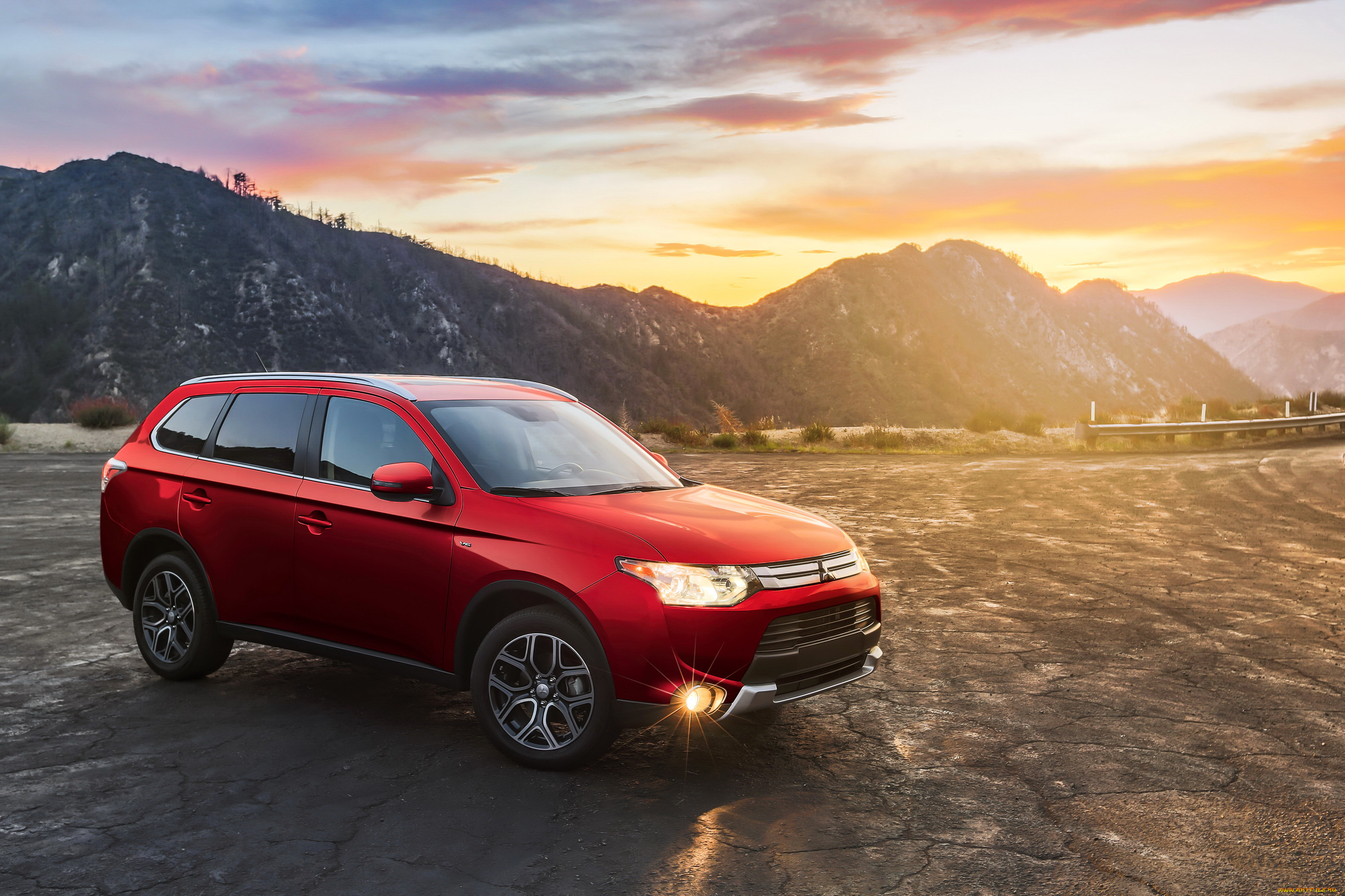2014, mitsubishi, outlander, gt, автомобили, mitsubishi, металлик, закат, outlander, красный
