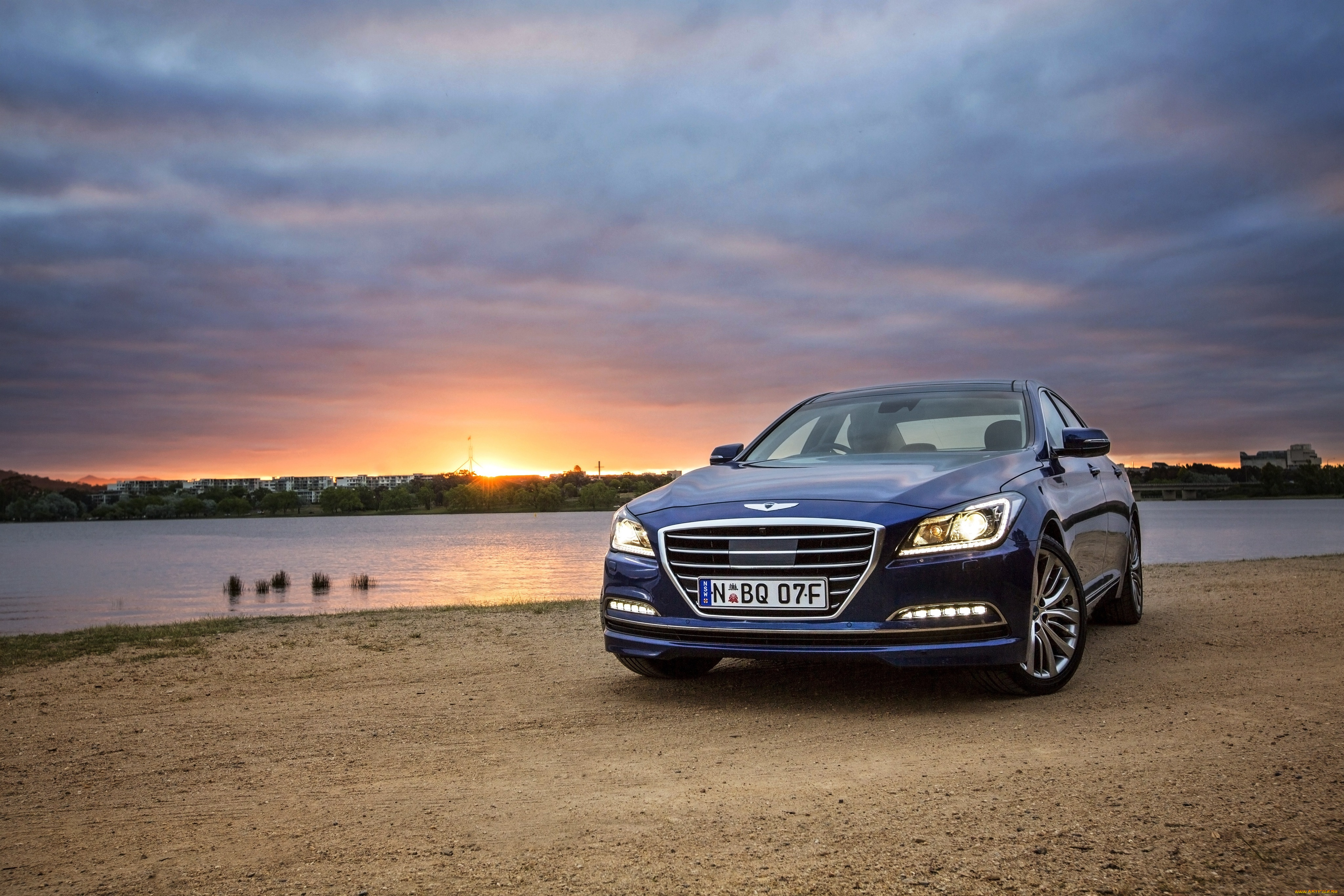 автомобили, hyundai, 2014г, dh, au-spec, genesis, синий