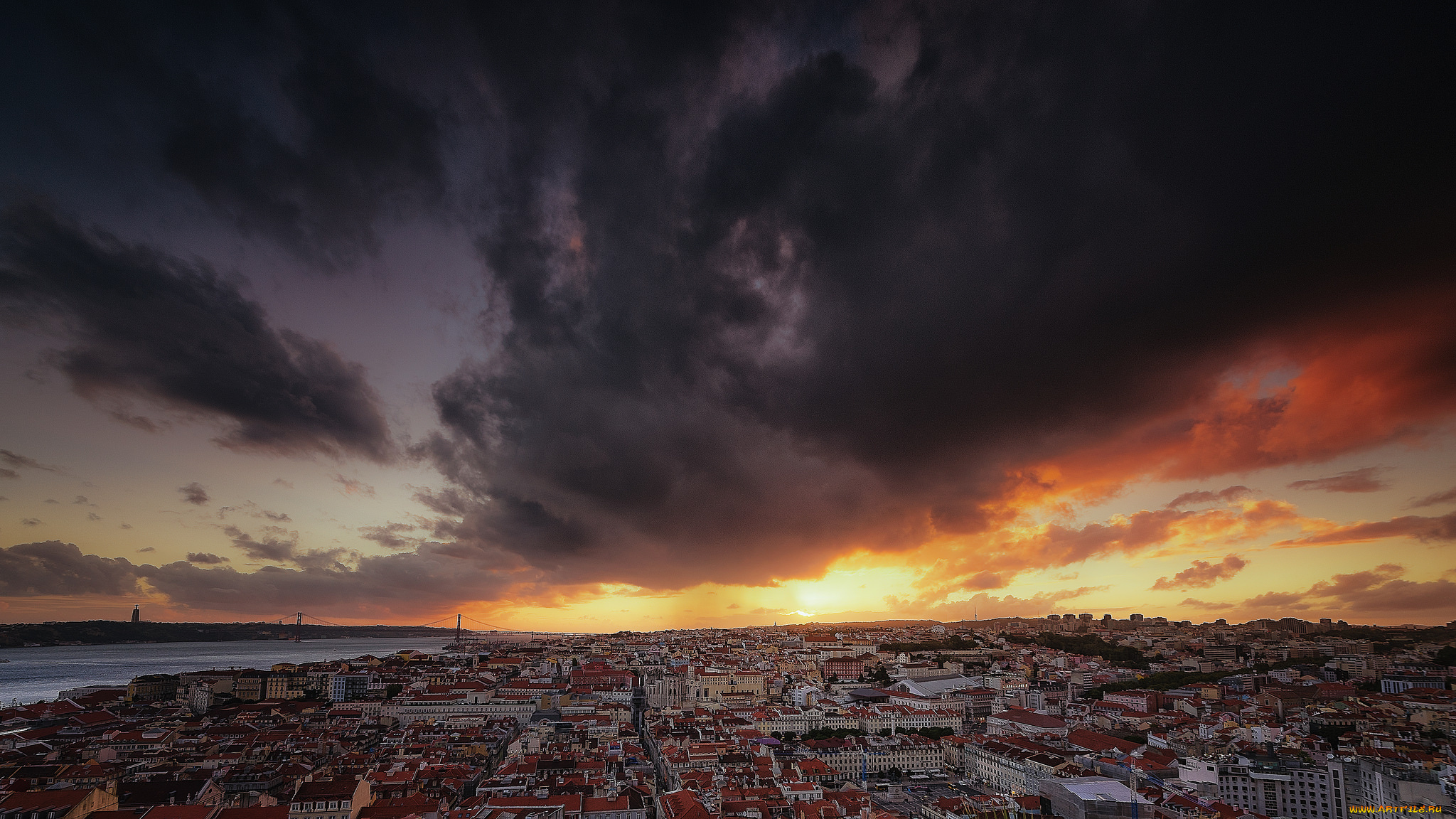 lisbon, города, лиссабон, , португалия, город, панорама